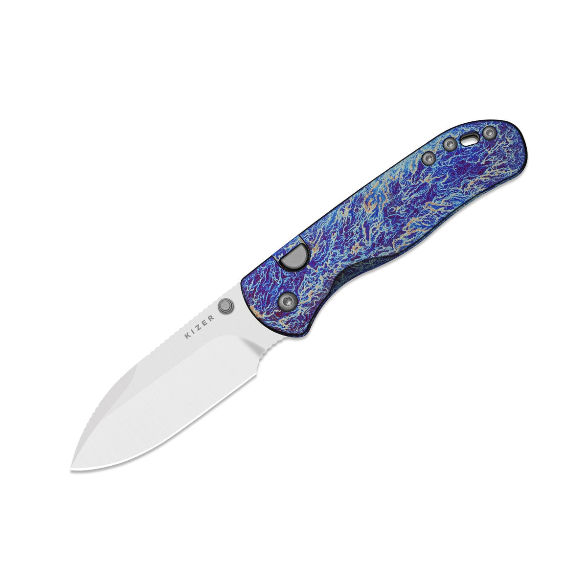 Drop Bear 292 AirTi | Kizer Button Liner Lock™ | M390 + Satin | Etched Pattern Aluminum | KizerB™ 3619.292BDK1 (Limited Release)