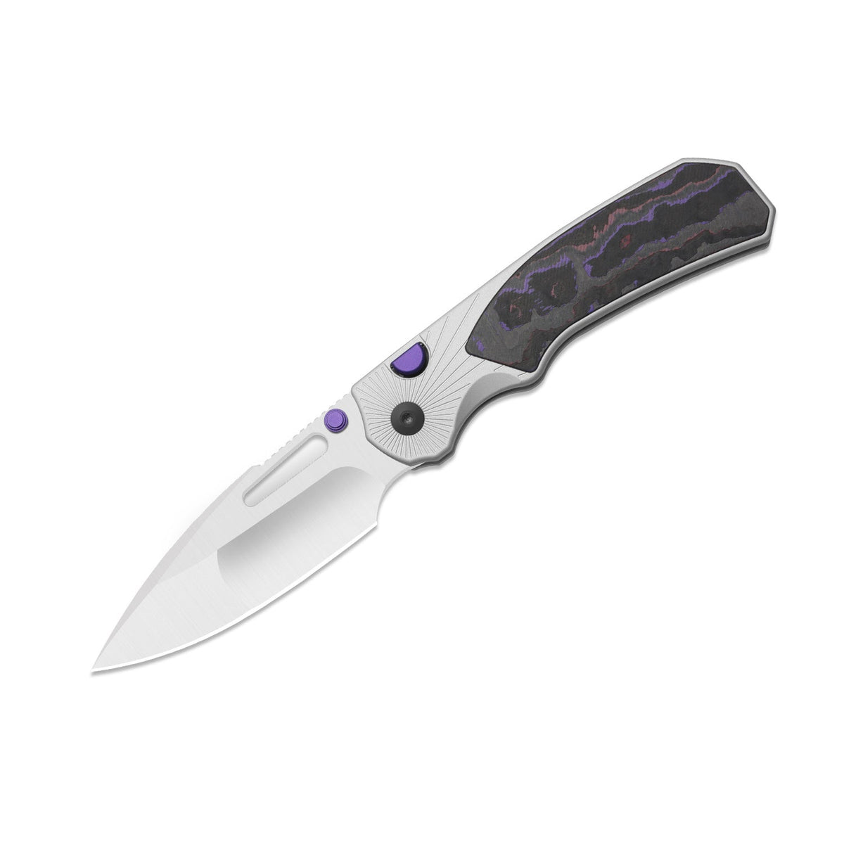 Durandal | Kizer Button Liner Lock™ | Aluminum & Fatcarbon® Purple Haze | S35VN + Satin | KizerB™ 3765BD3