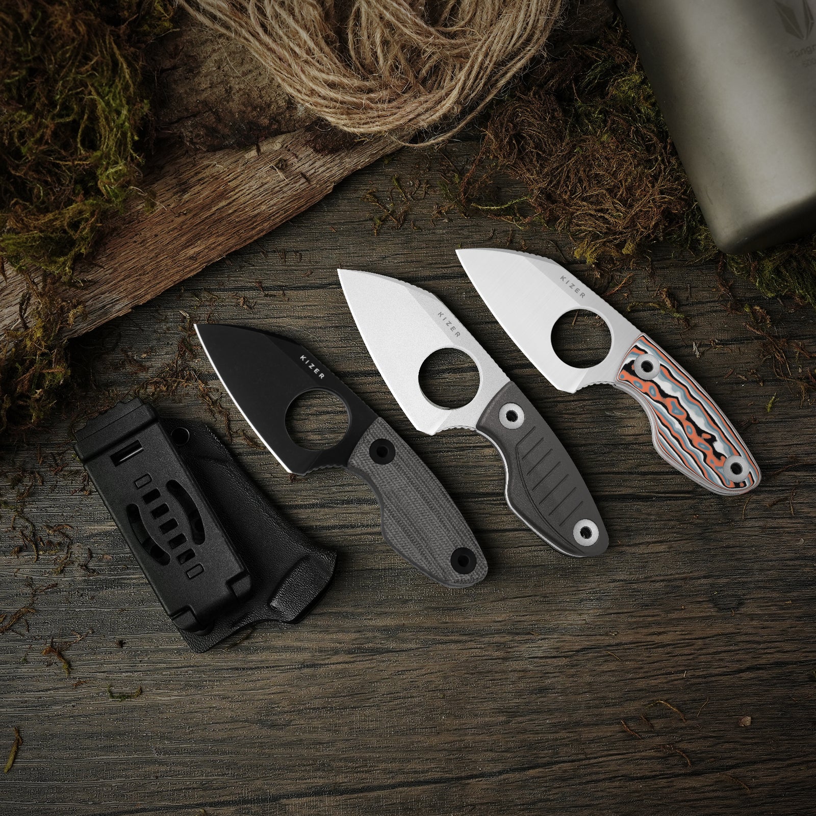 Nightjar | Japan AICHI AUS-10 Steel | Sheepfoot Fixed Blade | Aluminum | KizerV™ 1114A2