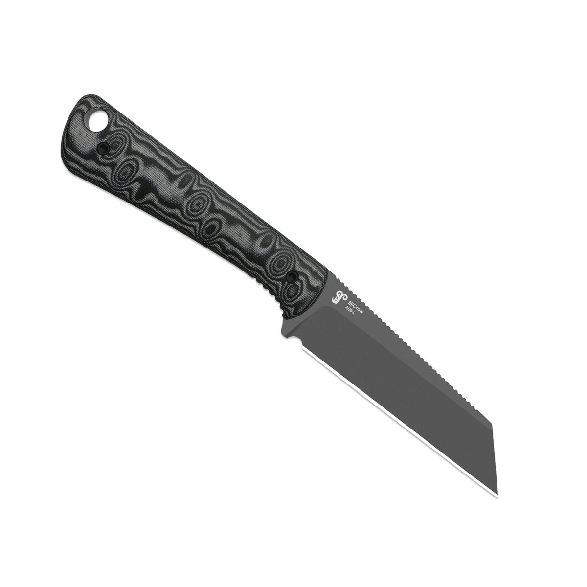 MiCrow | Wharncliffe | AEB-L | vortex pattern micarta | Gray PVD Coating & Stonewashed | KizerV™ 1139A3