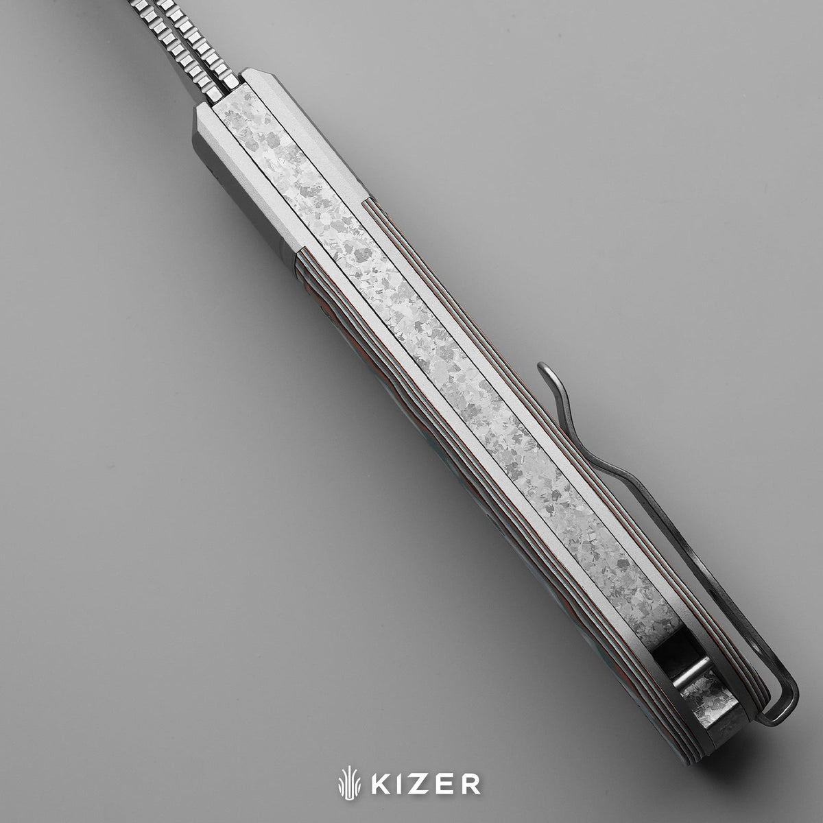 Trestle TP AirTi|BD1N Dual-Blade Clip Point & Spey Point | KStop™ 105° Half-Stop Trapper | Aluminum & vortex pattern micarta | KizerB™ 3761TPA4