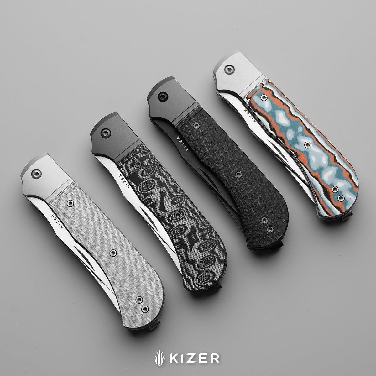 Trestle TP AirTi | BD1N Dual-Blade Clip Point & Spey Point | KStop™ 105° Half-Stop Trapper | Aluminum & Carbon Fiber | KizerB™ 3761TPA1