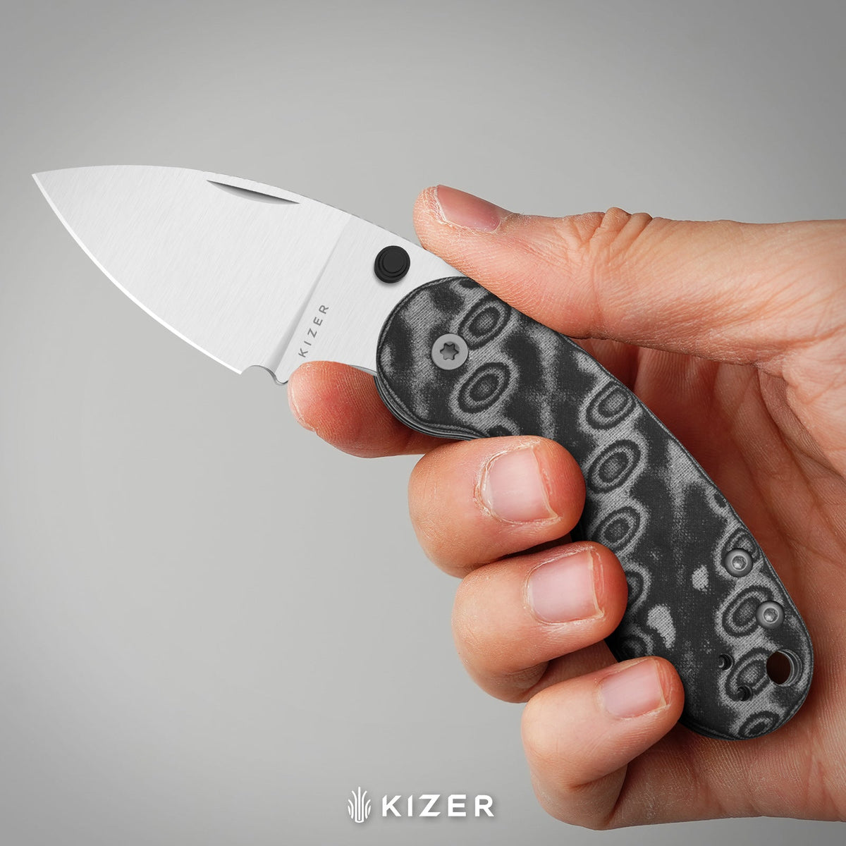 Microbe DSJ AirTi | Detent Slip Joint | vortex pattern micarta | 14C28N + Satin | KizerV™ 2742DSJA2