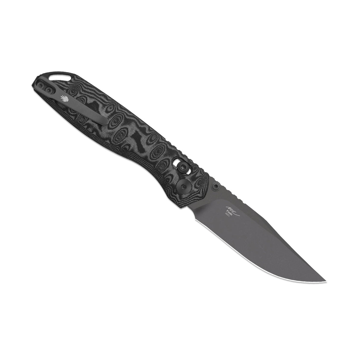 Findo | Clip Point | Kizer Clutch Lock™ | AEB-L + Gray PVD Coating & Stonewashed | vortex pattern micarta | KizerV™ 3743CC3