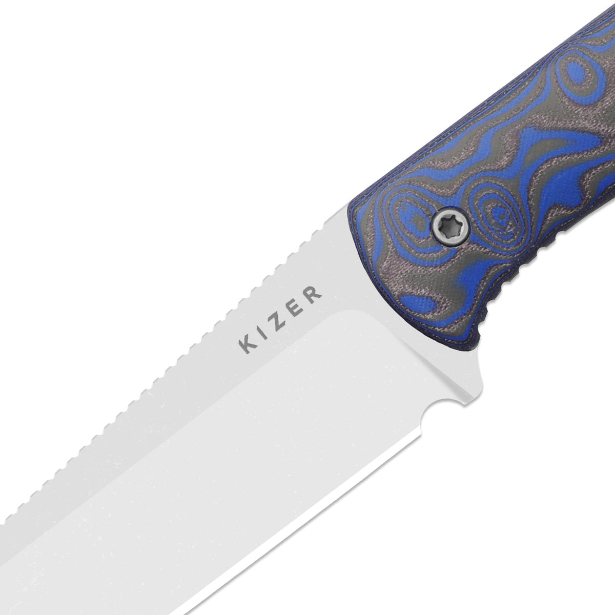 MiCrow | Wharncliffe | AEB-L | vortex pattern micarta | Stonewashed | KizerV™ 1139A2