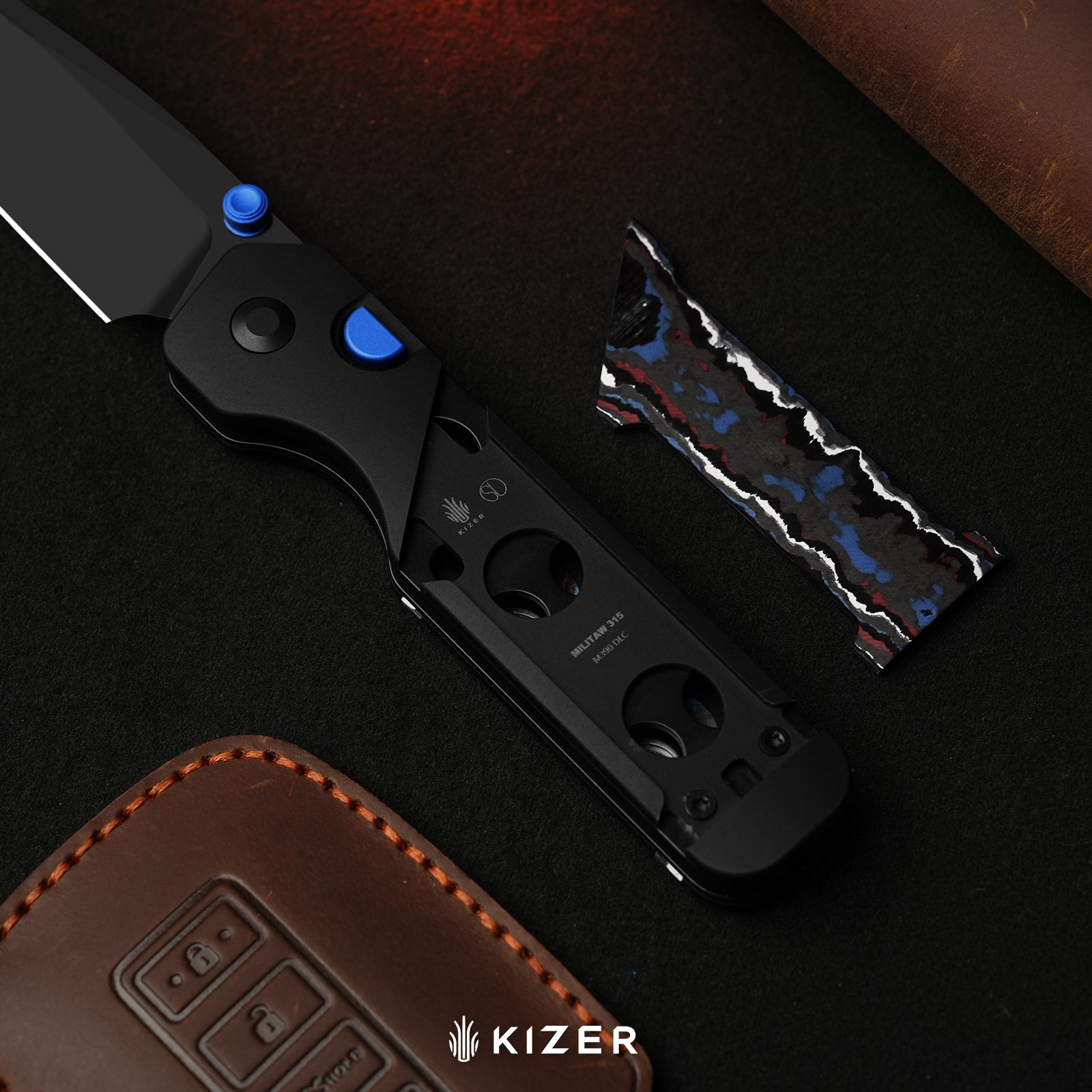 Militaw 315 KwikSwap™ | Kizer Clutch Lock™ | Elmax + Matte DLC Ultra | Aluminum & FatCarbon Purple Haze | KizerB™ 3634.31CDA1