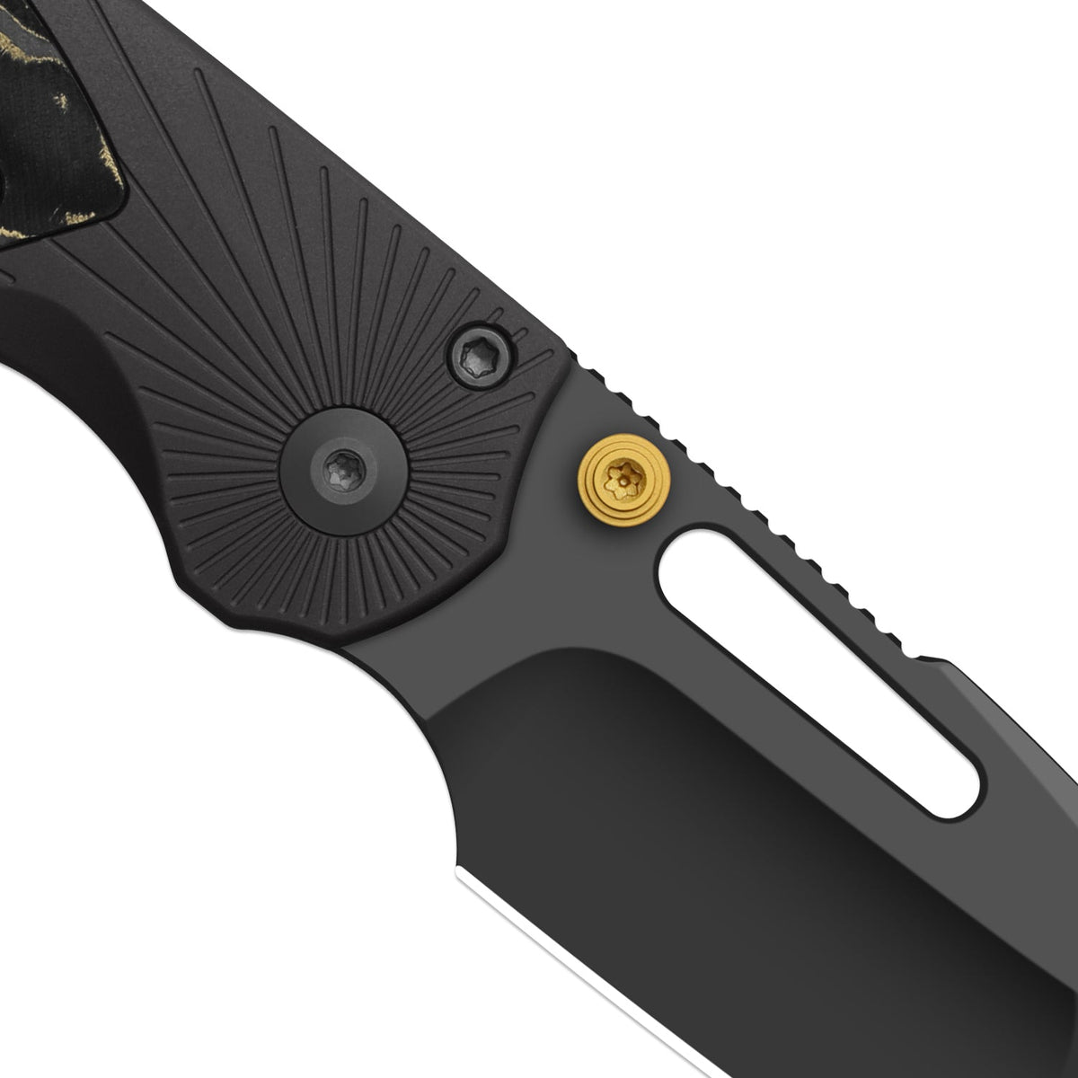 Durandal | Kizer Button Liner Lock™ | Aluminum & Fatcarbon® Camo Gold | S35VN + Gunmetal Gray PVD Coating | KizerB™ 3765BD2