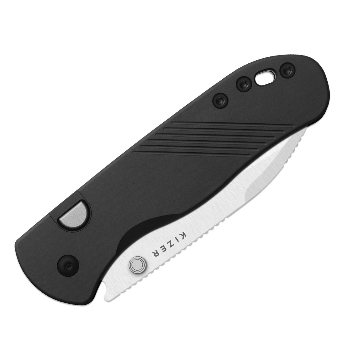 Drop Bear 292 AirTi | Kizer Button Liner Lock™ | M390 + Satin | Gray Milled Aluminum | KizerB™ 3619.292BD2
