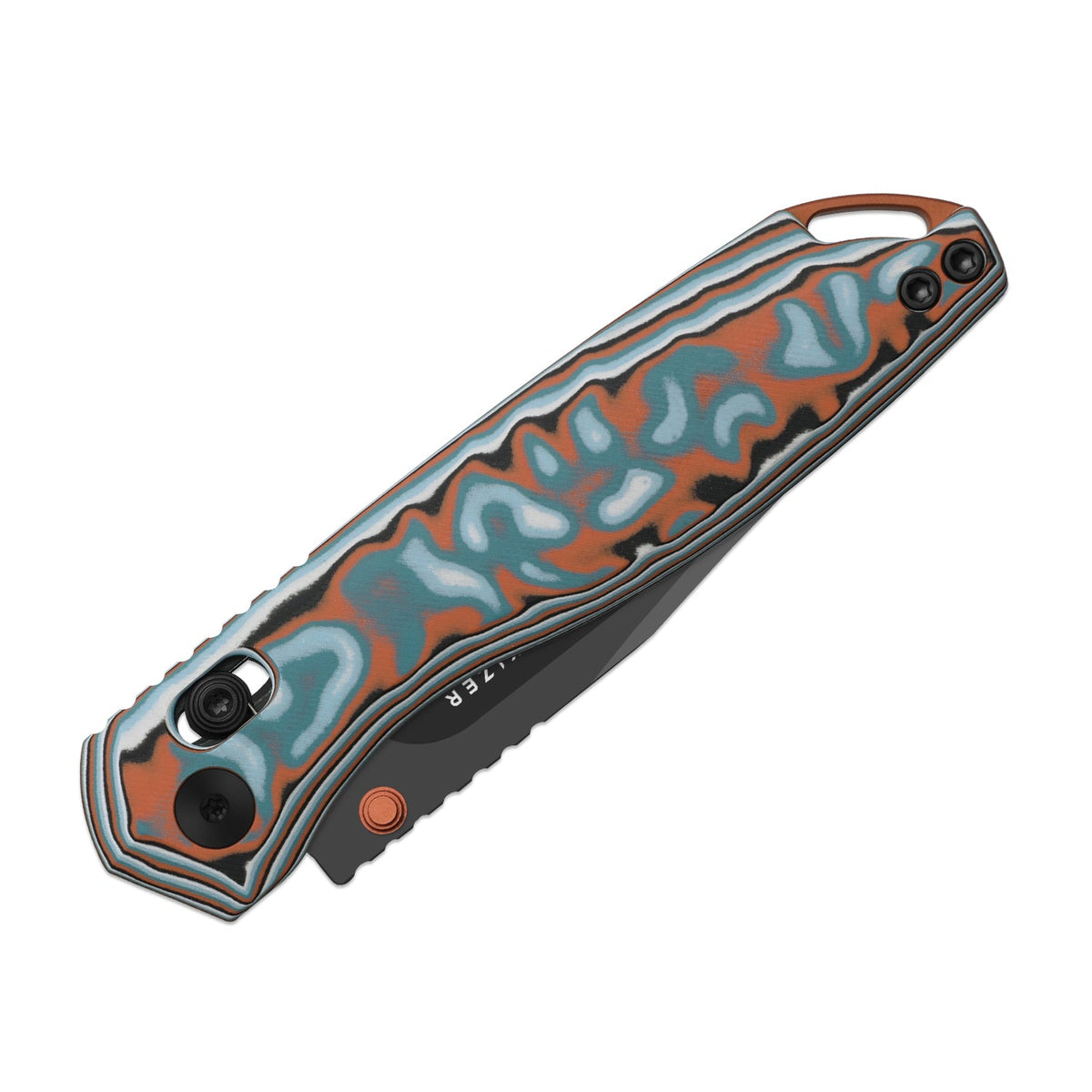 Findo | Clip Point | Kizer Clutch Lock™ | AEB-L + Black PVD Coating | vortex pattern micarta | KizerV™ 3743CC1
