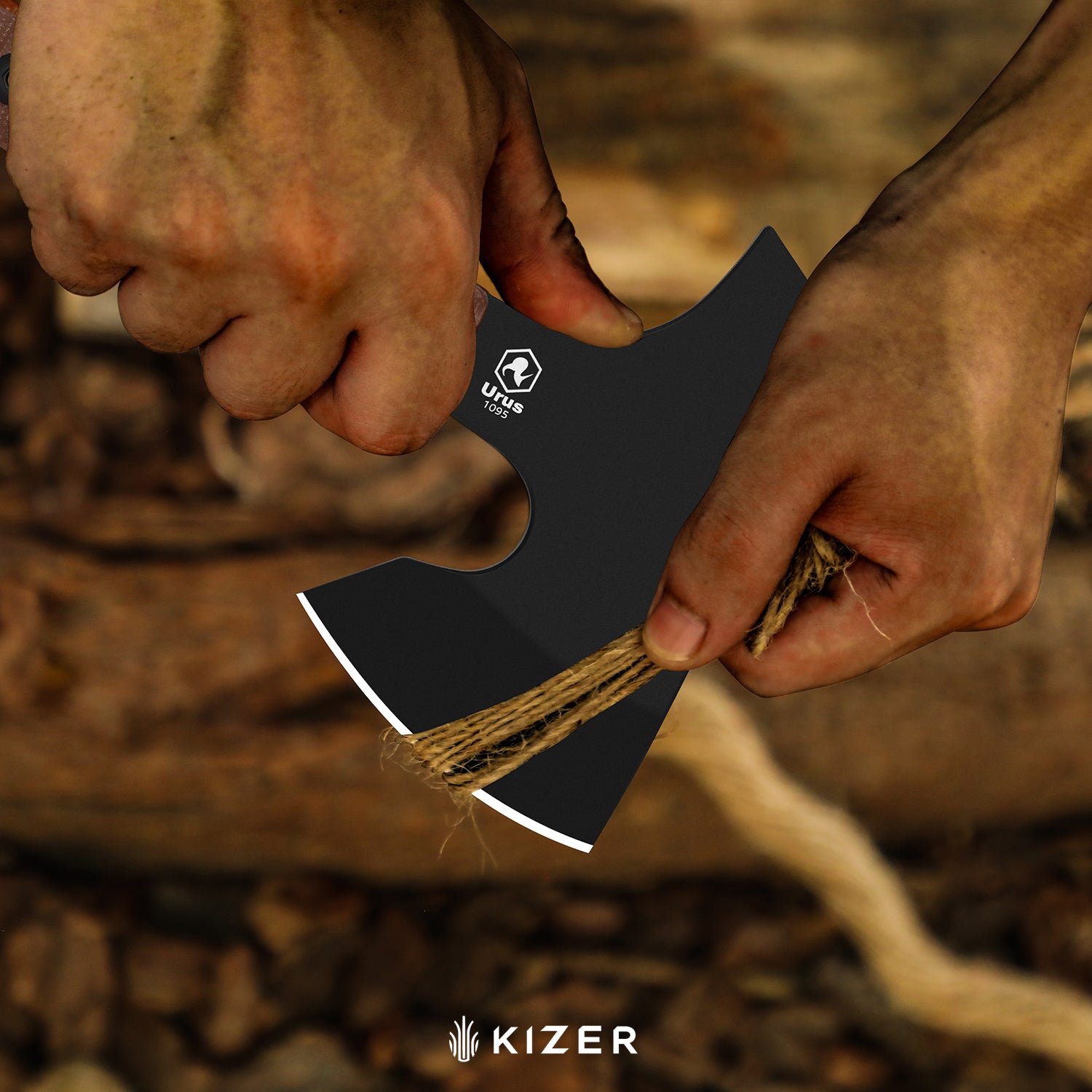 Urus | Lightweight Axe | 1095 | Black Coating | Micarta | Camping Outdoor Tool | KizerV™ 1073A1