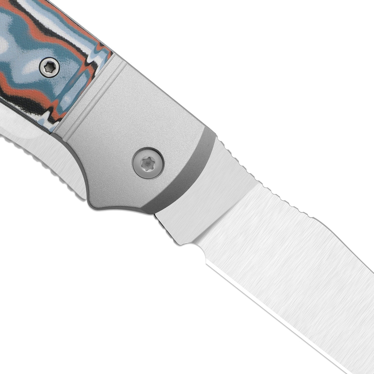 Trestle TP AirTi|BD1N Dual-Blade Clip Point & Spey Point | KStop™ 105° Half-Stop Trapper | Aluminum & vortex pattern micarta | KizerB™ 3761TPA4