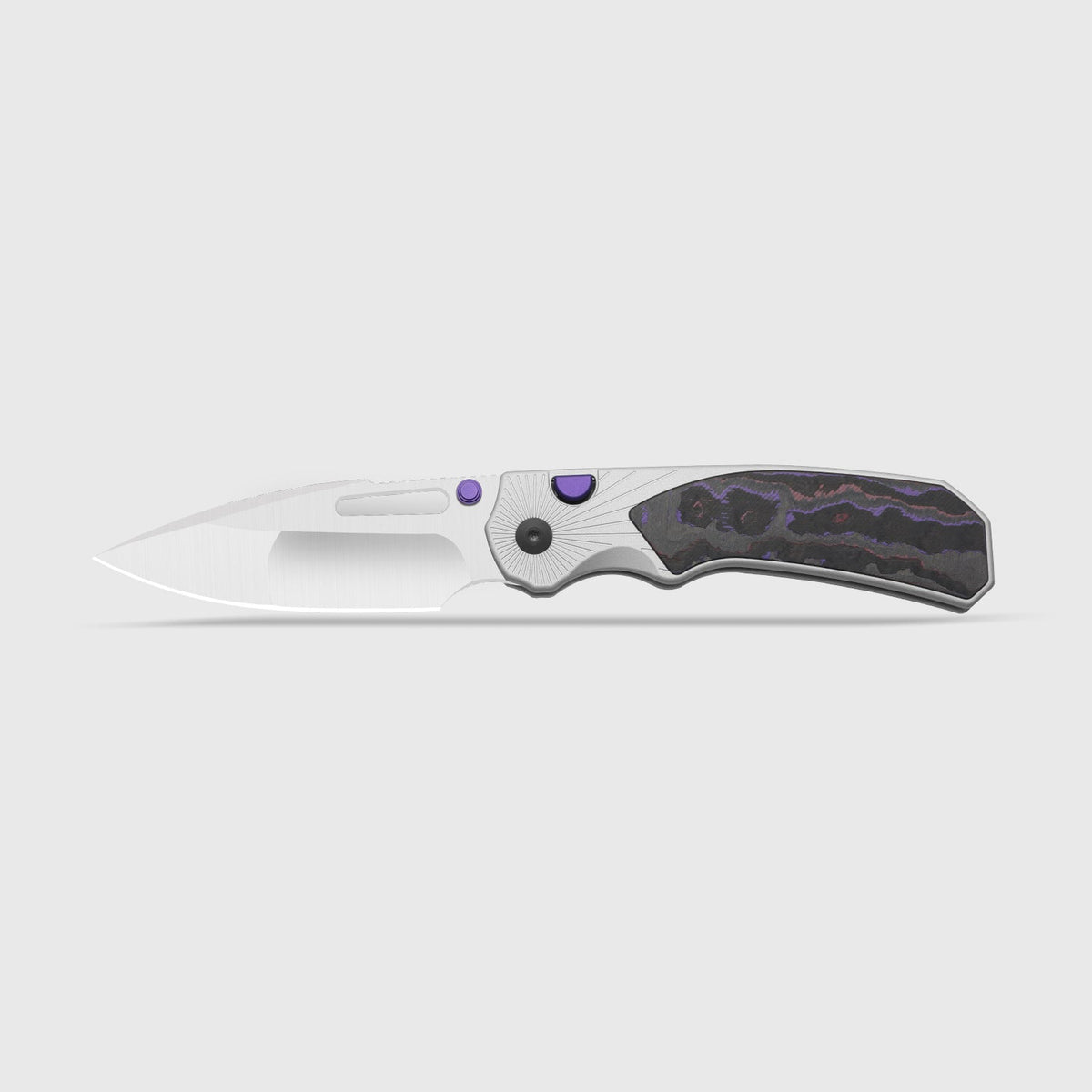 Durandal | Kizer Button Liner Lock™ | Aluminum & Fatcarbon® Purple Haze | S35VN + Satin | KizerB™ 3765BD3