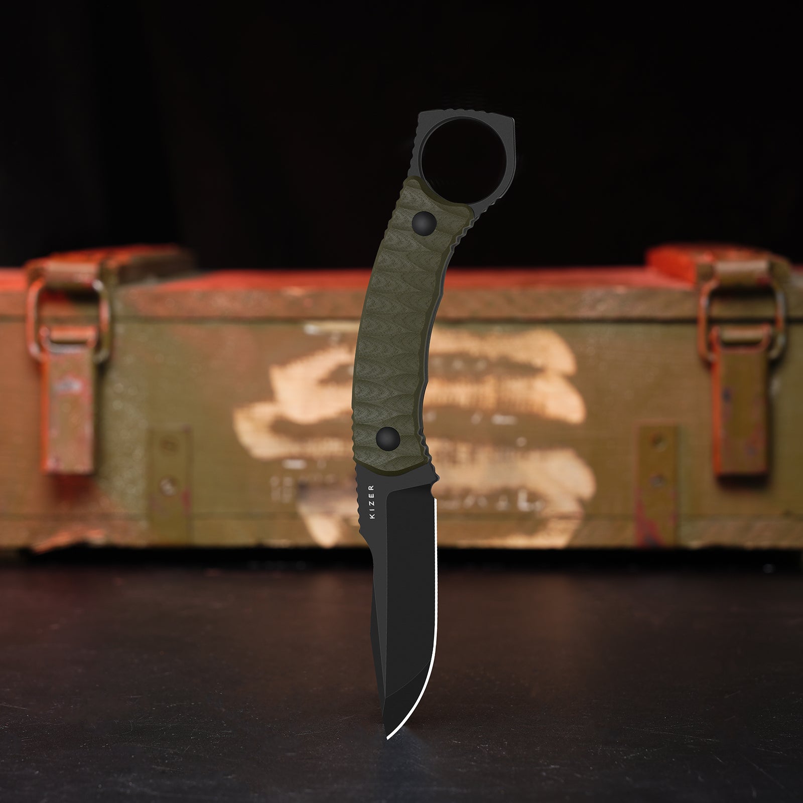 Billy Bones | Deep-Grooved G10 Handle|Lightweight Tactical | AEB-L | Fixed Blade | KizerV™ 1115A1