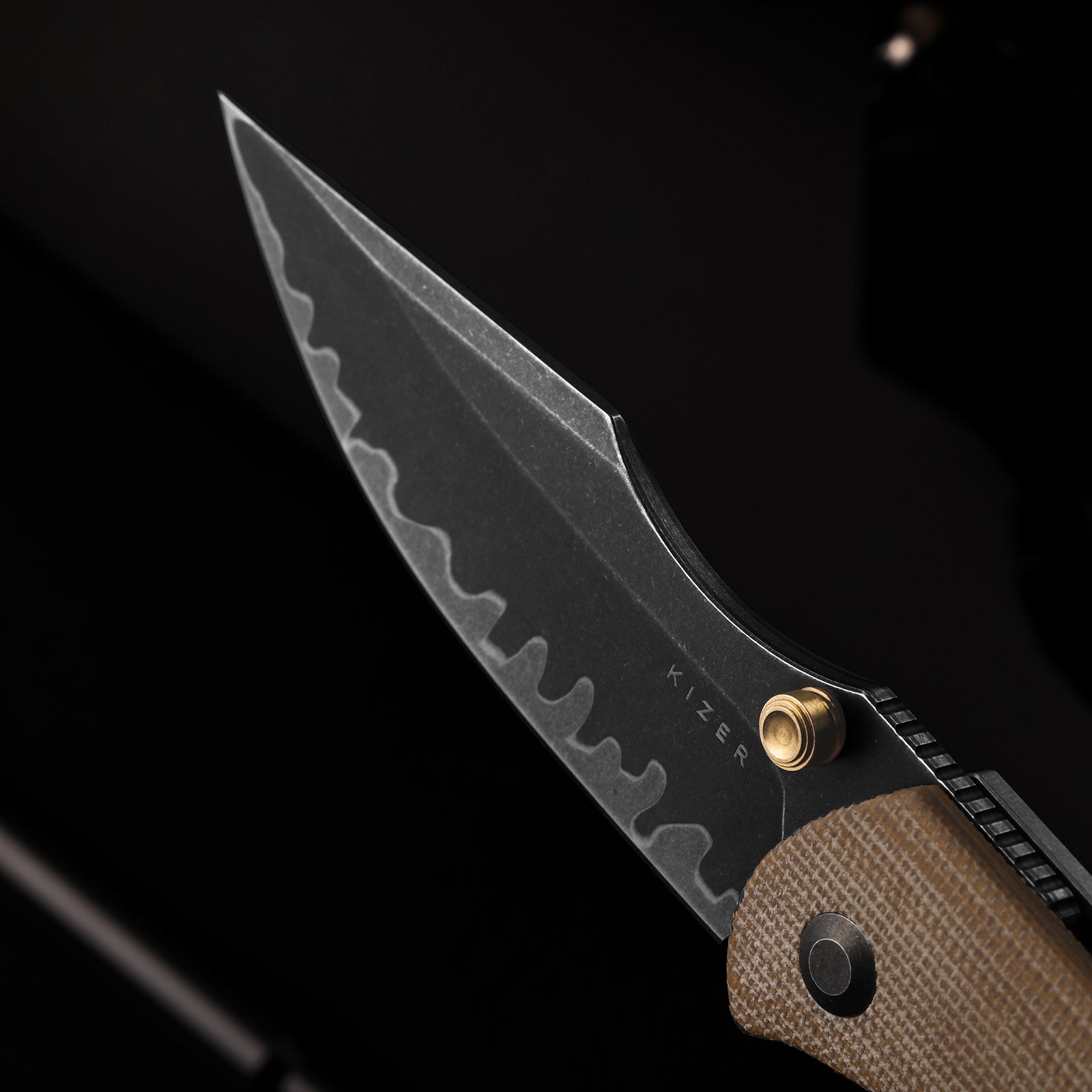 HARPOON FOLD | Elmax + Hollow Grind + Satin | FRAME LOCK | Titanium & Norplex UltreX™ Micarta | KizerB™ 4784A2