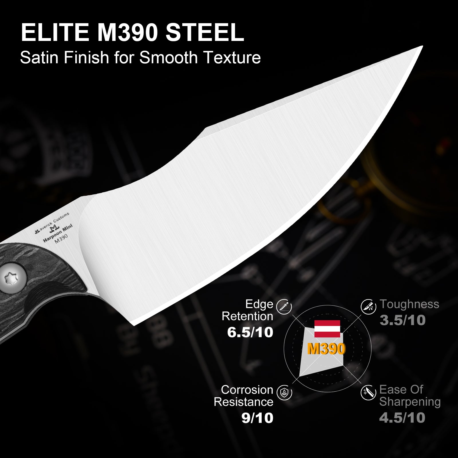 Mini Harpoon | M390 | Carbon Fiber | KizerV™ 1040S8