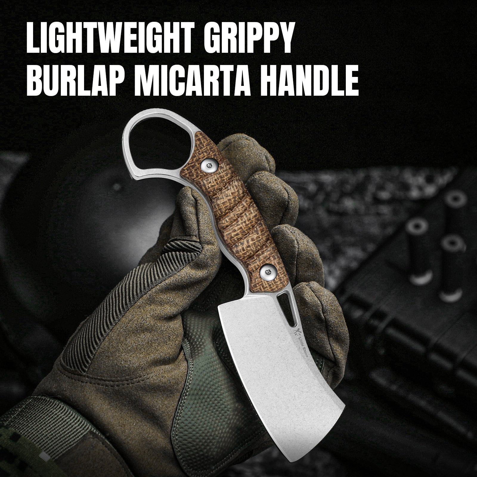 Little Rhino | AEB-L | Burlap Micarta | KizerV™ 1065A4