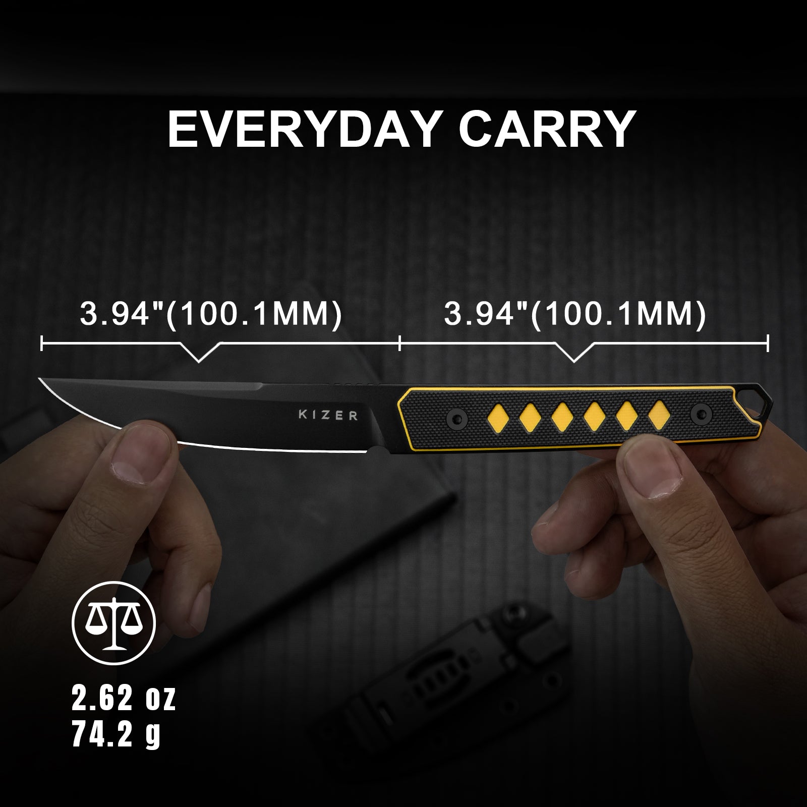 Kwaiken | Nitro-V | Black & Yellow G10 | KizerV™ 1066A3