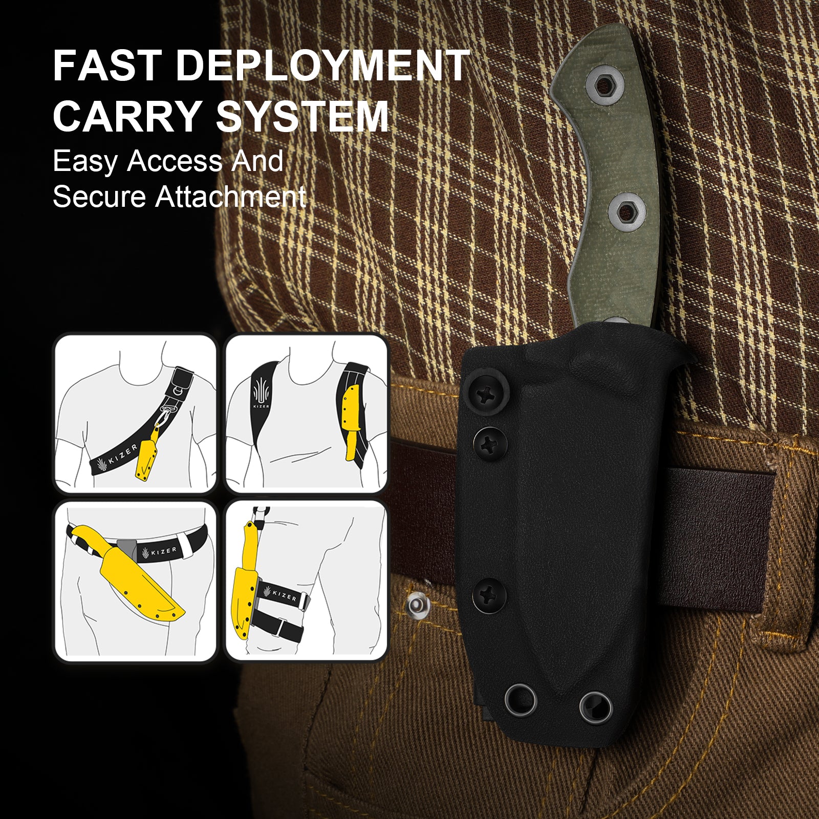 Rook | AEB-L | Micarta | Fixed Blade | KizerV™ 1090A4