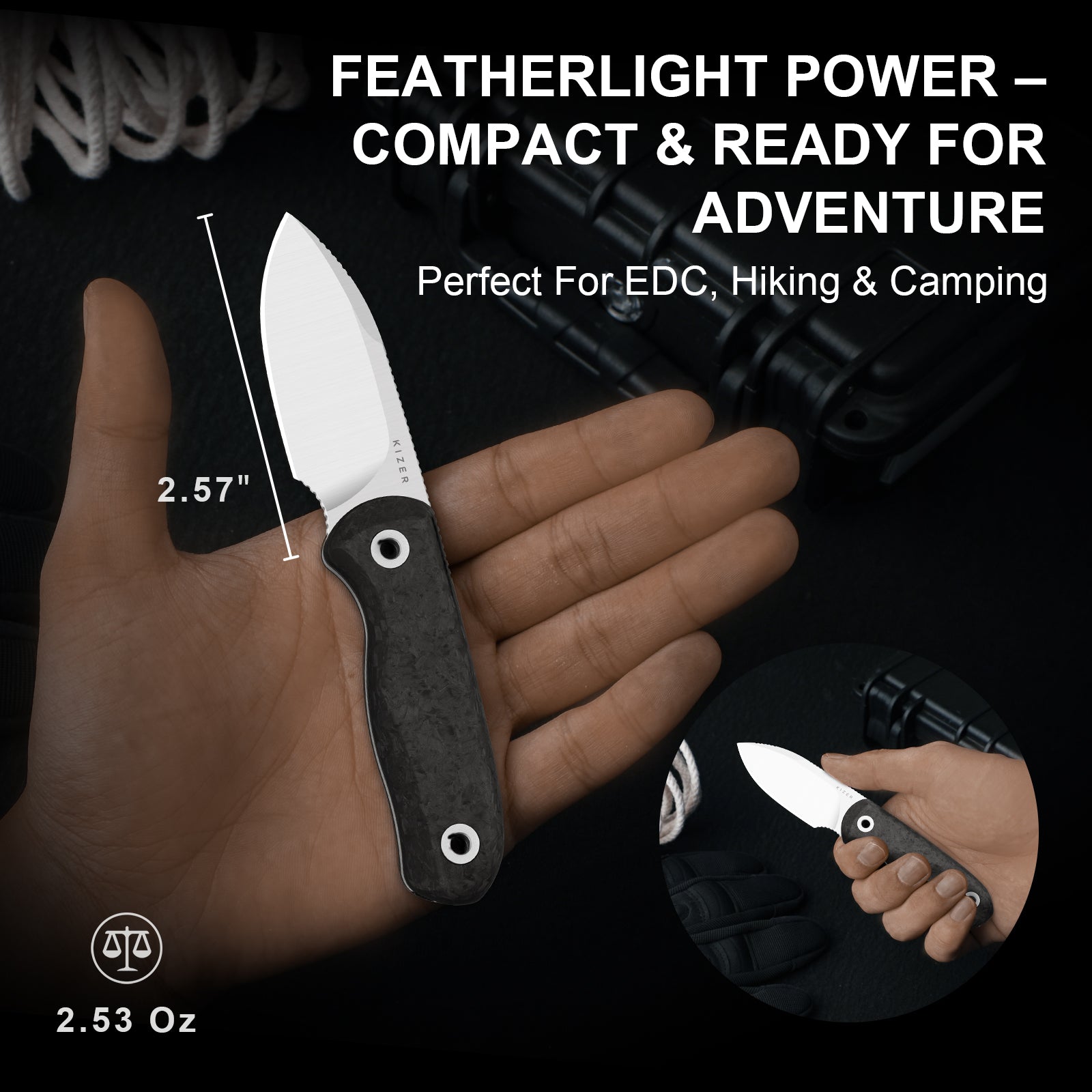 Drop Bear® Fix | M390 | Carbon Fiber | KizerV™ 1094A3