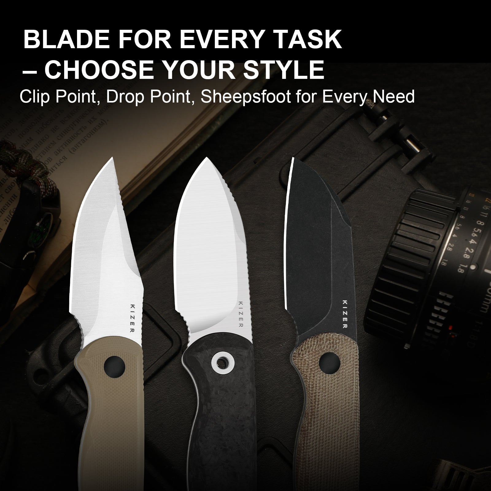 Drop Bear® Fix | M390 | Carbon Fiber | KizerV™ 1094A3