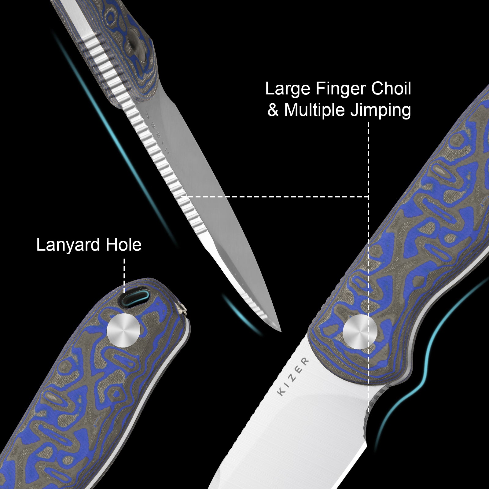 Drop Bear® Fix | Micarta With Vortex Pattern | 14C28N | KizerV™ 1094PR1