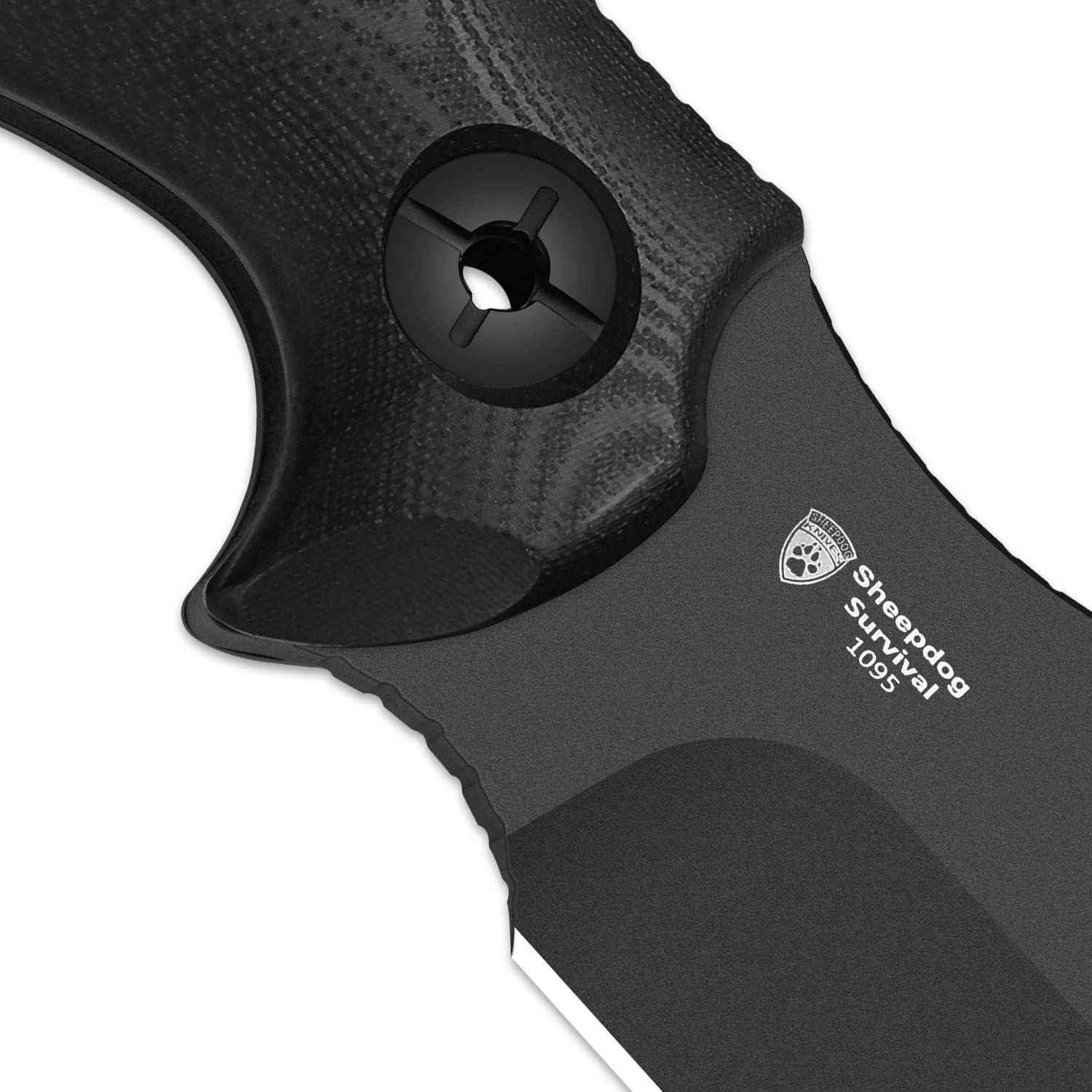 Sheepdog® Survival | 5.5mm x 5.28" | Hammer Pommel & Bow Drill Divot | Black Coated 1095 Steel | KizerV™ 1105A3