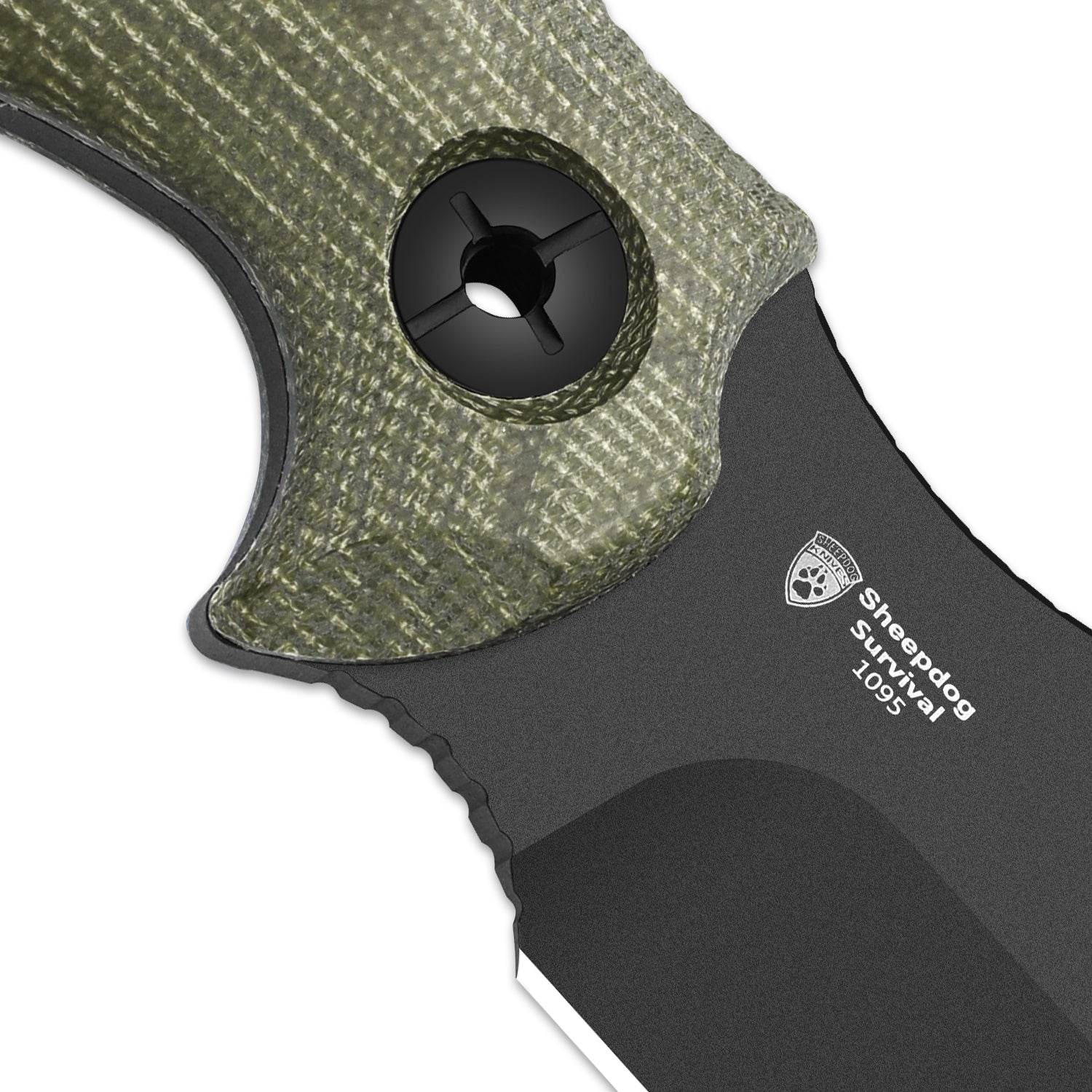 Sheepdog® Survival | 5.5mm x 5.28" | Hammer Pommel & Bow Drill Divot | Black Coated 1095 Steel | KizerV™ 1105A4