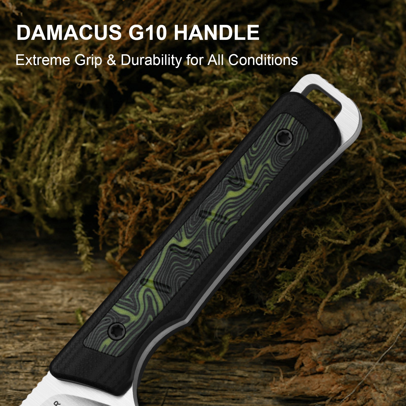 Whiskey Jack | AEB-L | G10 & Damascus G10 | Skeletonized Tang | KizerV™ 1108A3