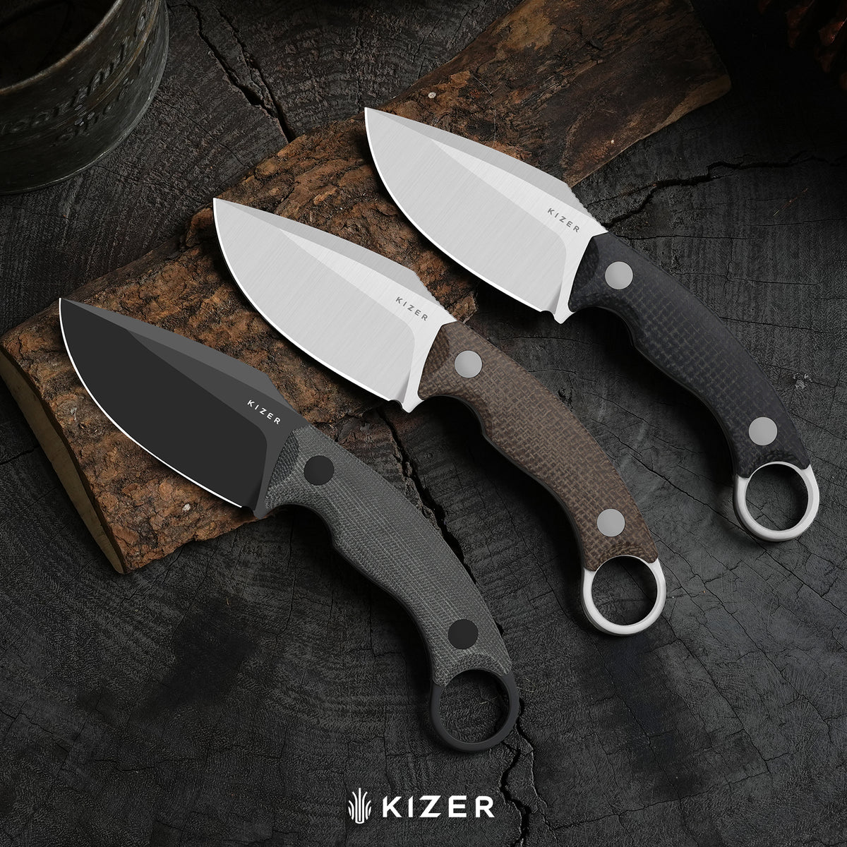 Cabox II | AEB-L | Micarta | Satin | Black | KizerV™ 1128A3