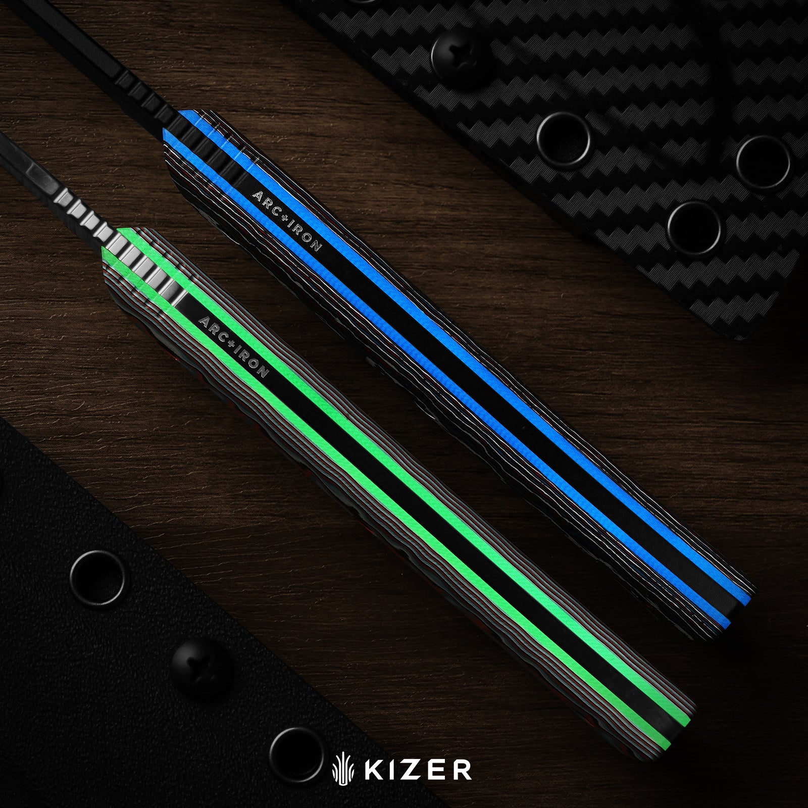 Whip Tail | Designed by Arc and Iron Knives | FatCarbon Nebula & GID G10 | CPM 10V | KizerB™1131A1