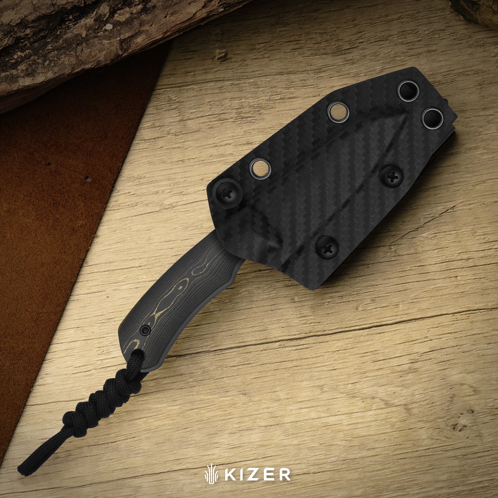 Field Mouse | 3-Layer Composite Steel | GID Canvas Micarta | Fixed Blade | KizerB™ 1135A2