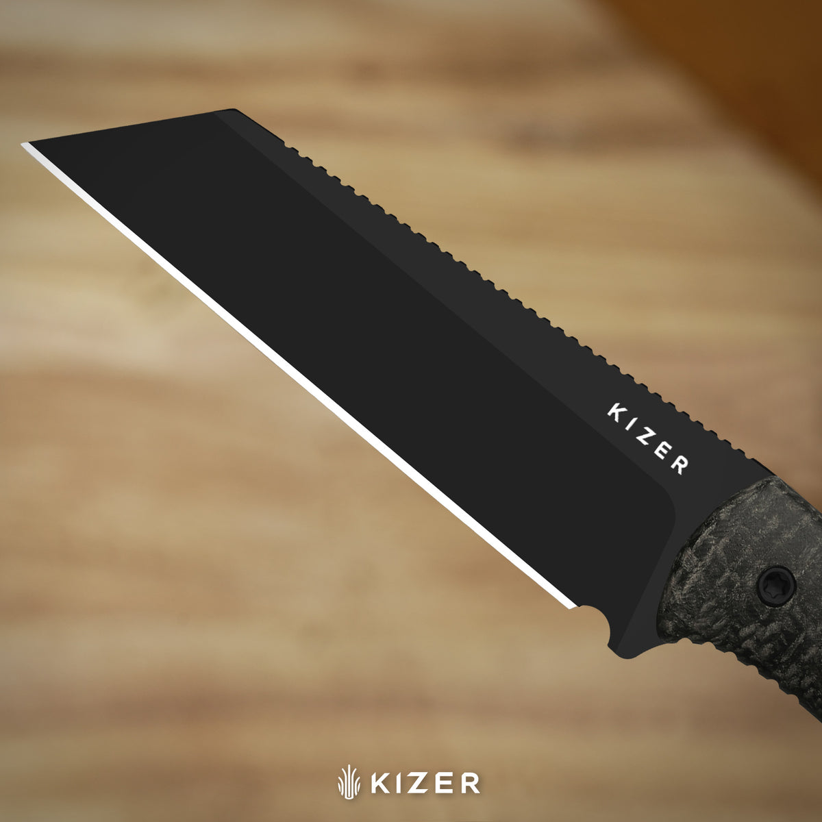 MiCrow | Wharncliffe | AEB-L | vortex pattern micarta | Gray PVD Coating & Stonewashed | KizerV™ 1139A3