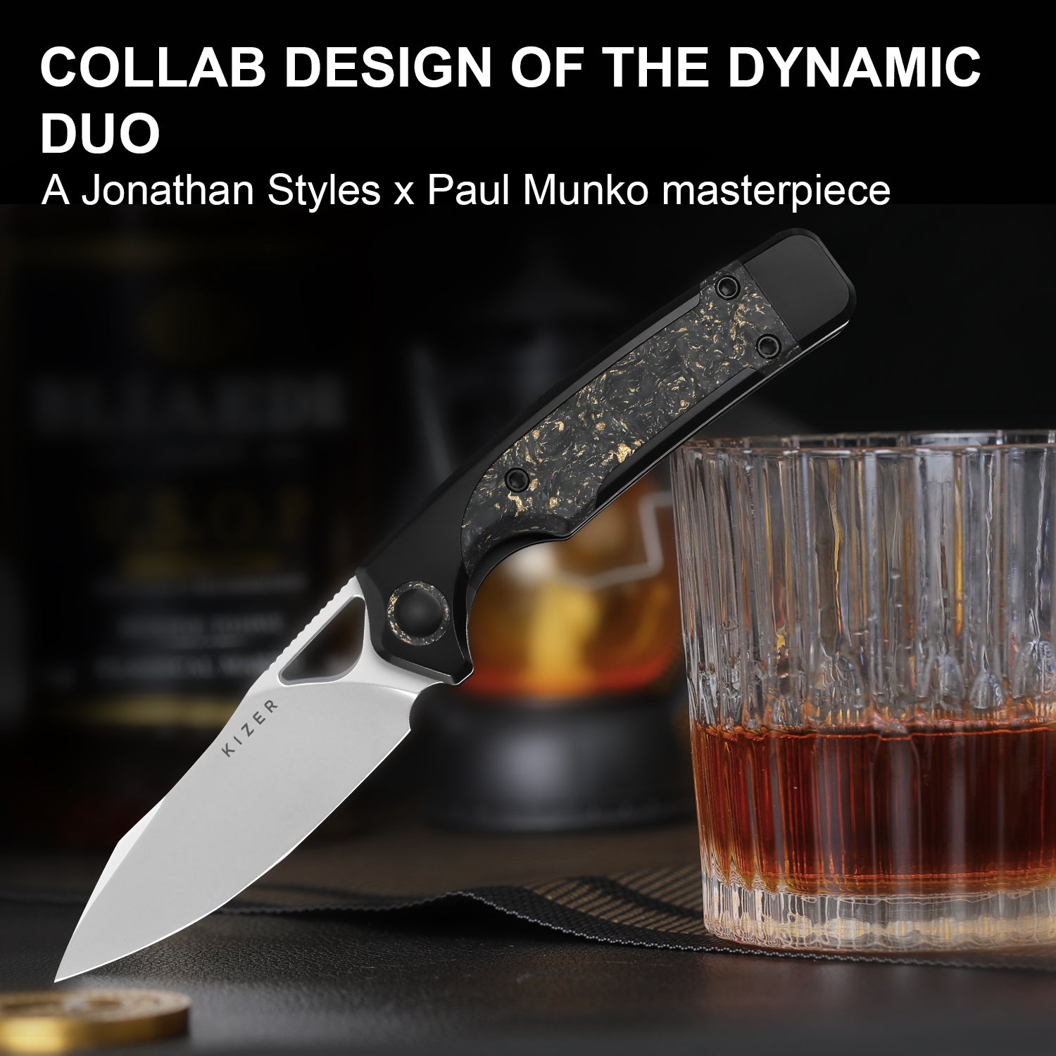 Ara | S45VN | Titanium & Carbon Fiber Gold Flake | Ki3729A1