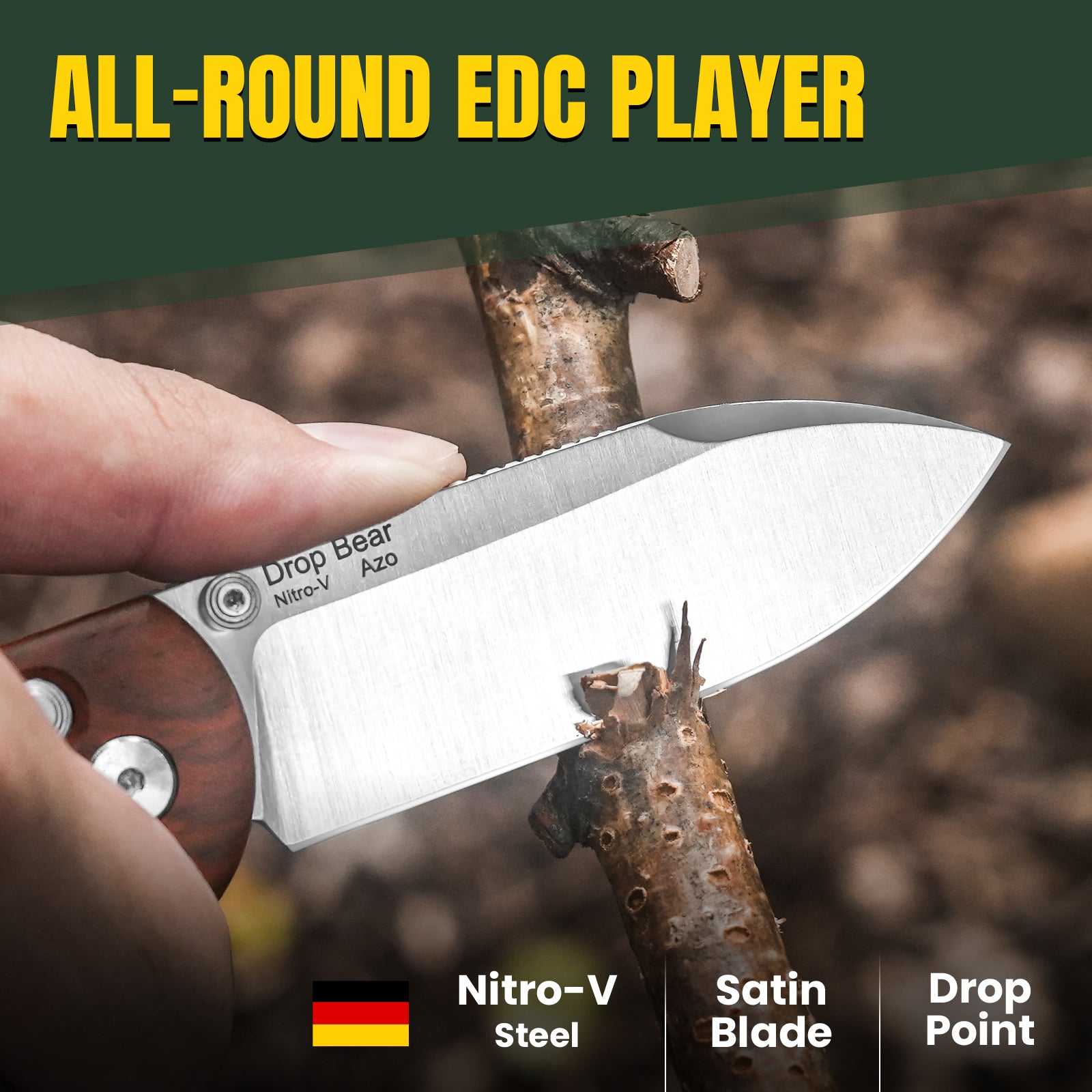 Drop Bear® | Kizer Clutch Lock™ | Nitro-V | Wood | KizerV™ 3619A6