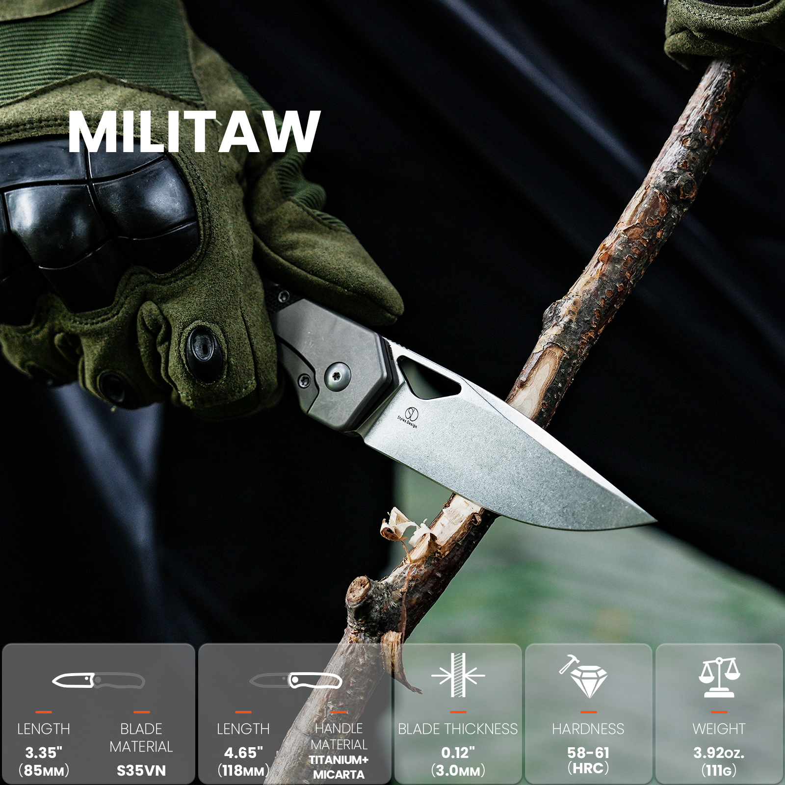 Militaw® | S35VN | Titanium+Micarta | KizerB™ 3634A1