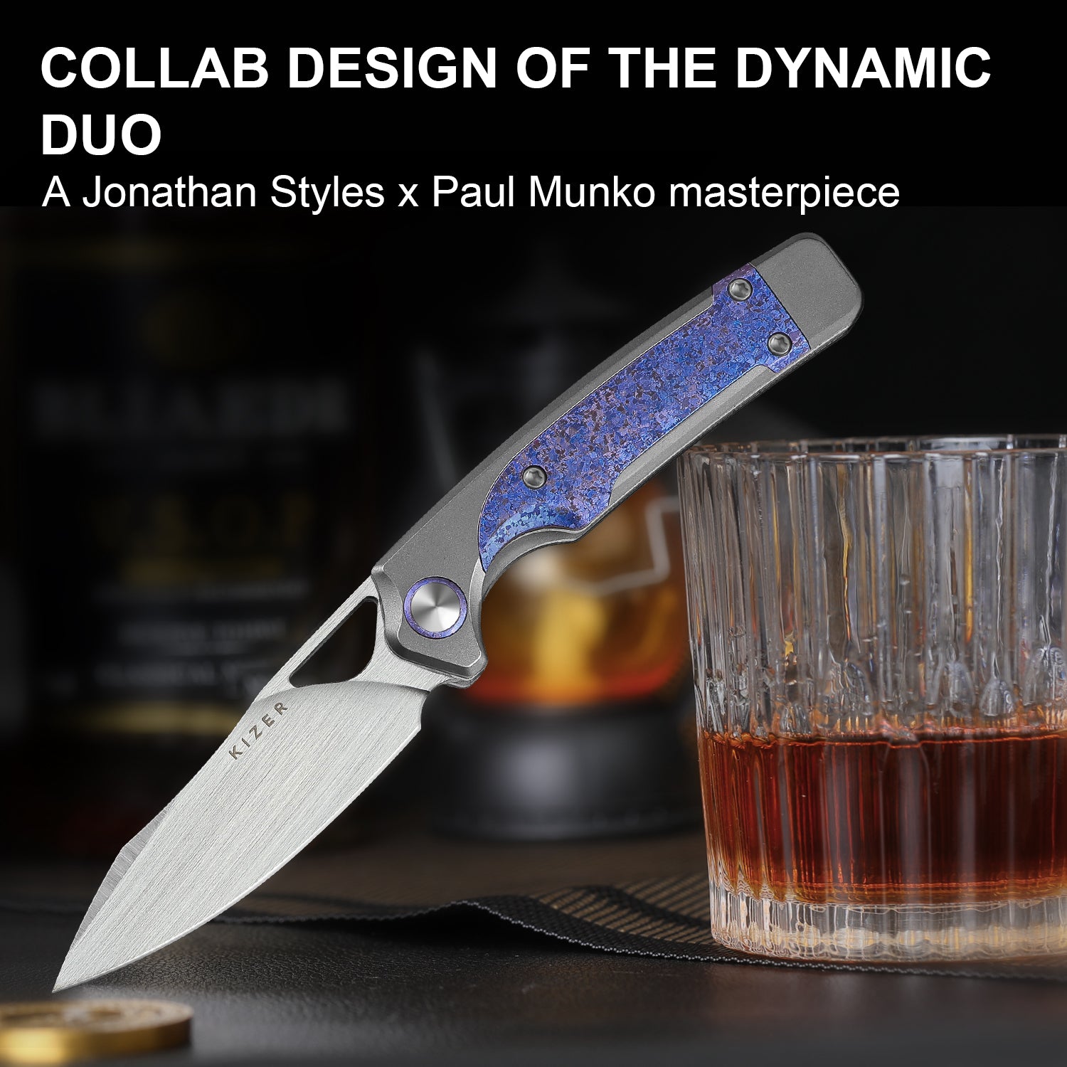 Ara | S45VN | Titanium & Purple Snowflake Titanium | KizerB™ 3729A3