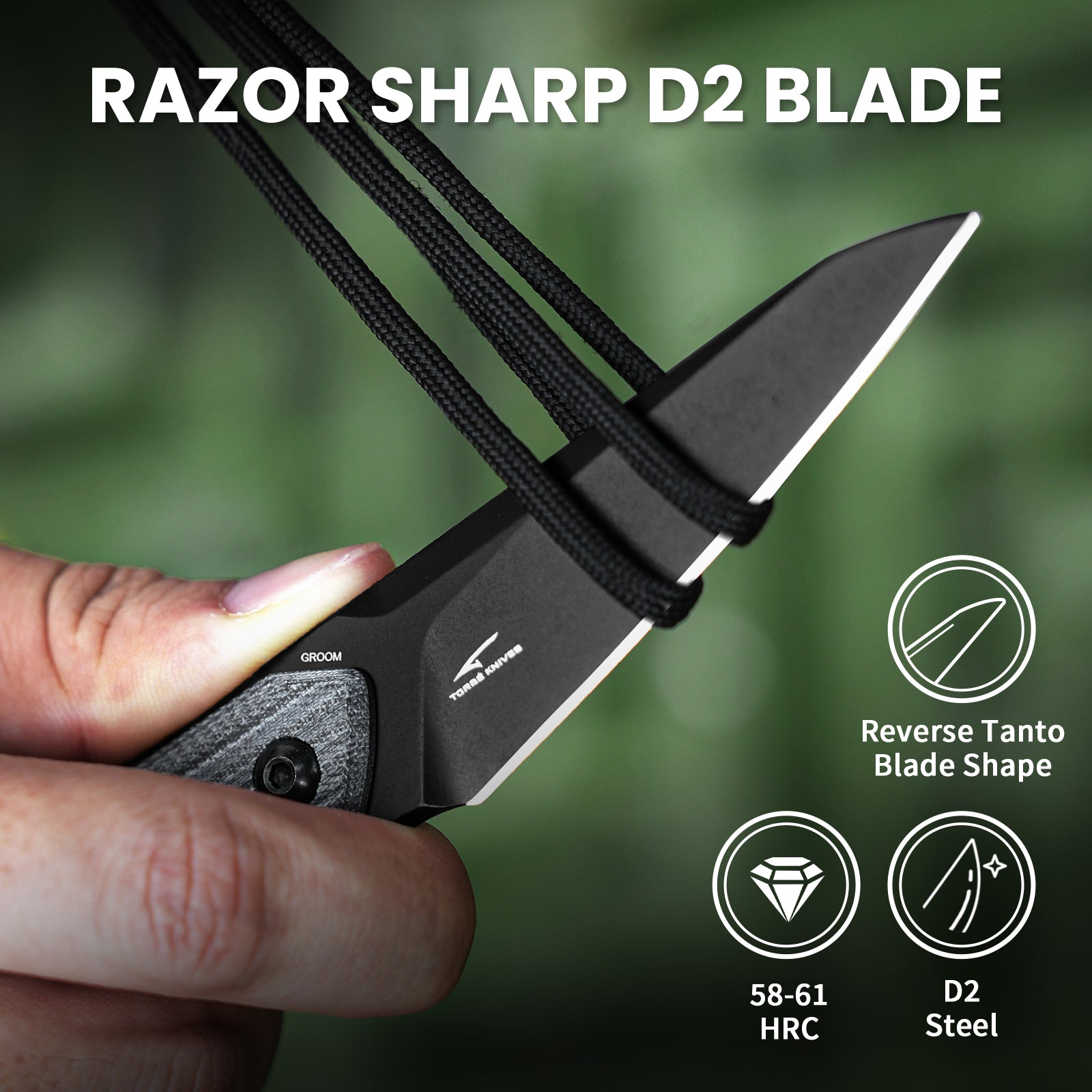 GROOM | D2 | Denim Micarta | KizerV™ 1060A1