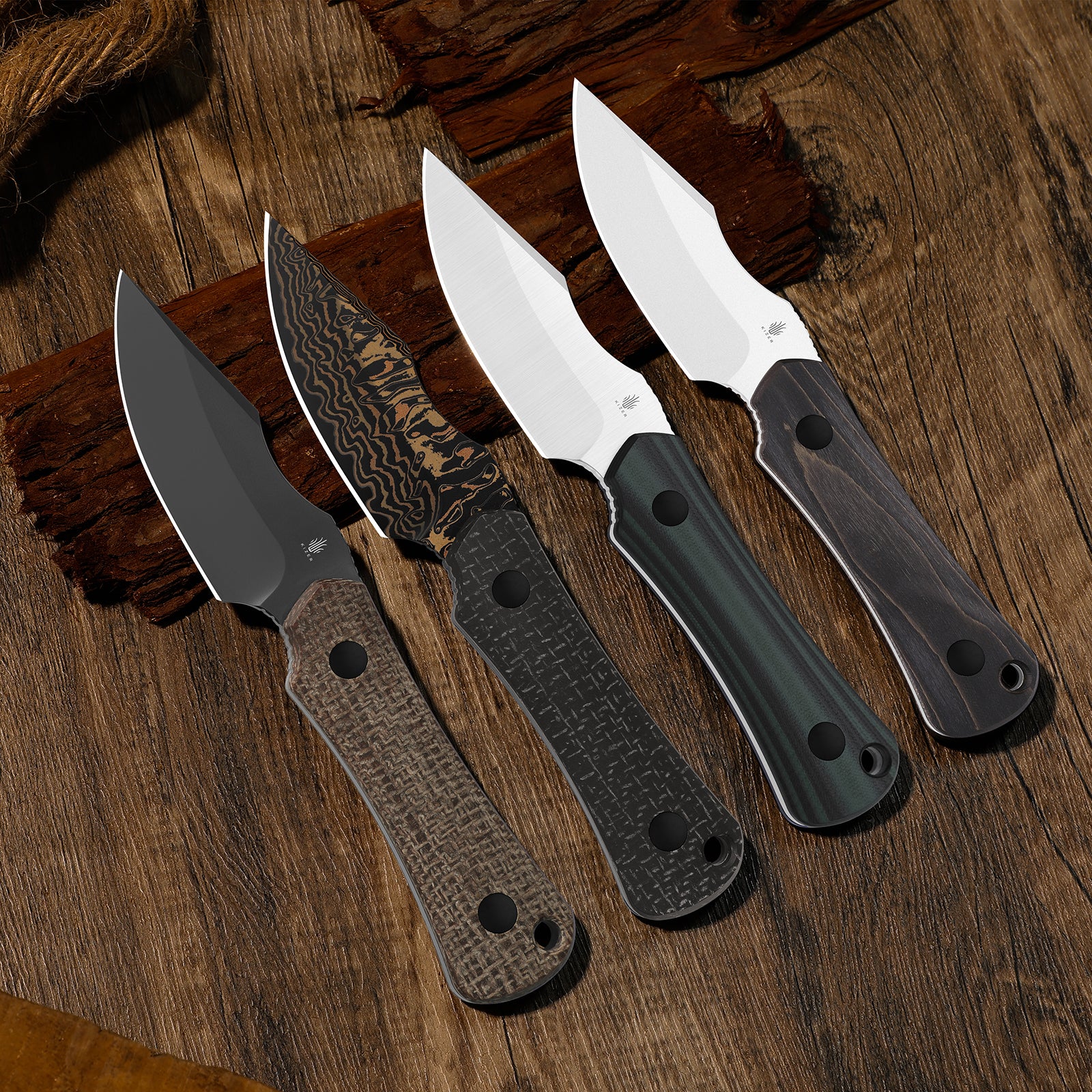 Bone | AEB-L + Stonewashed | Stabilized Wood | KizerV™ 1122A4