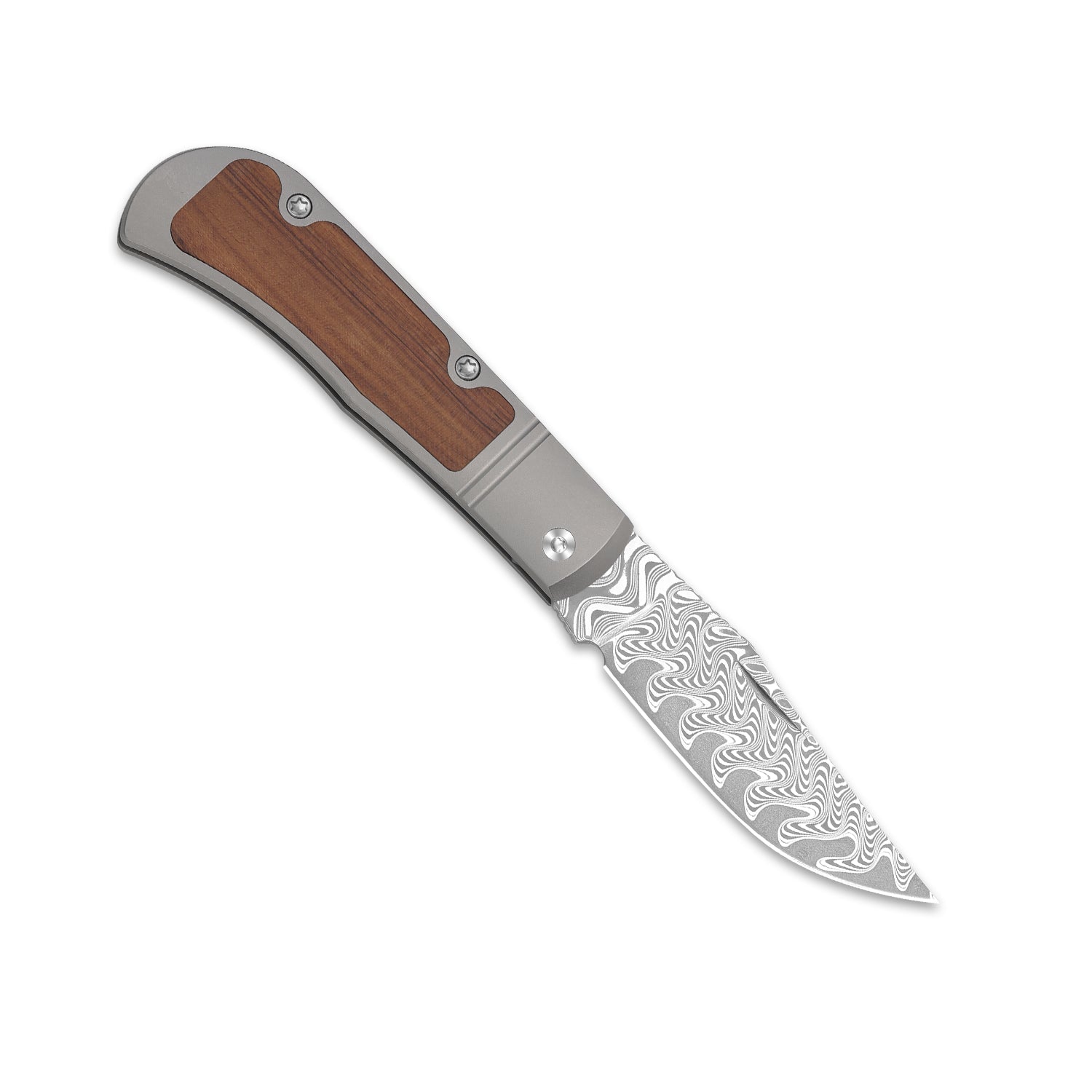 Trestle | Damascus | Titanium & Mkuruti Wood | KizerV™ 3761A2