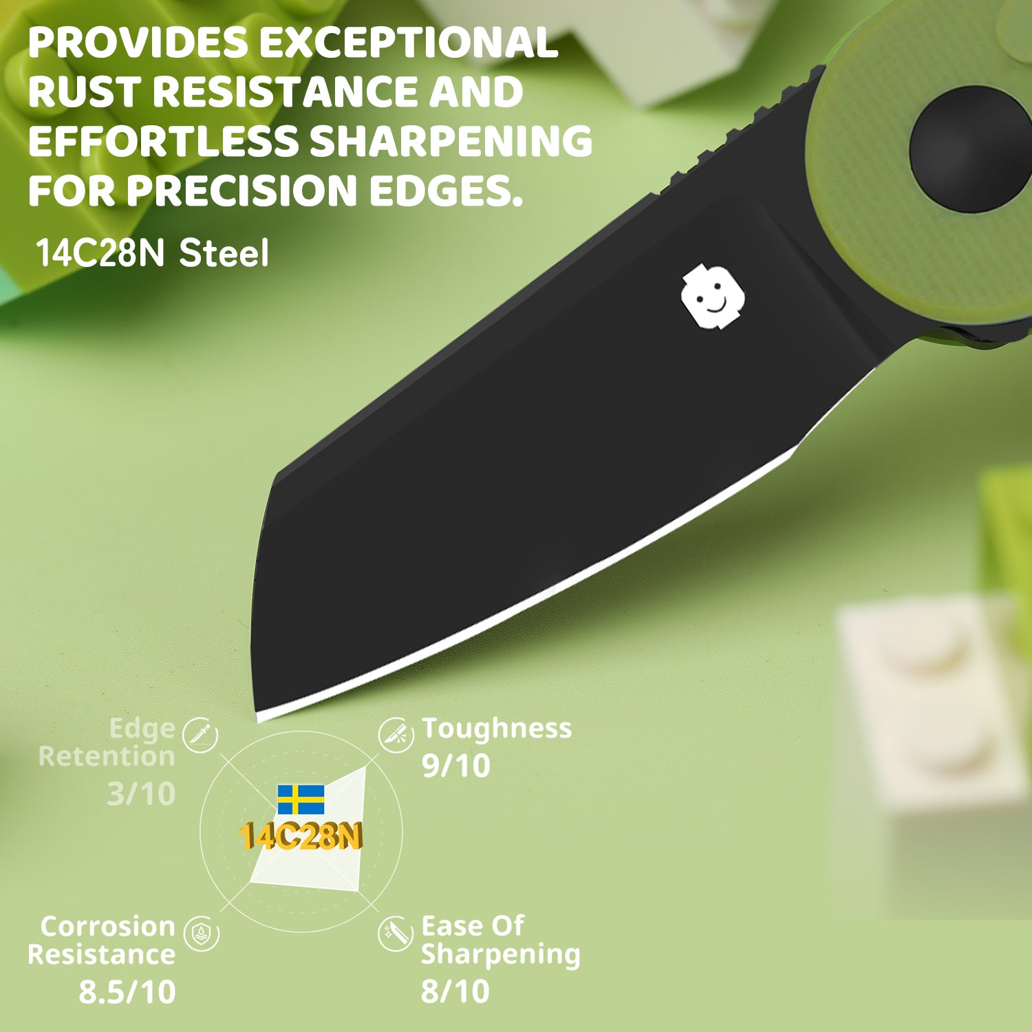 Mini Bay | 14C28N | Green Brick G10 Handle | KizerV™ 2583A3
