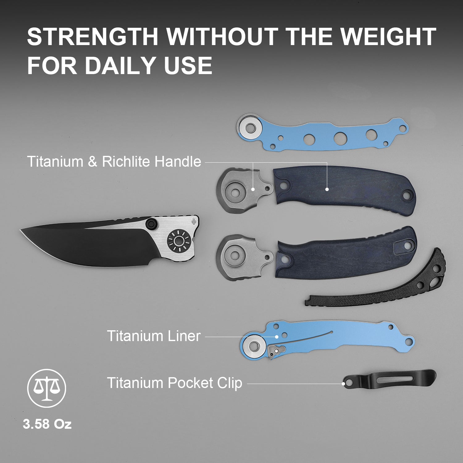 PIONEER | S35VN | Blue Canyon & Titanium | KizerB™ FK03A5