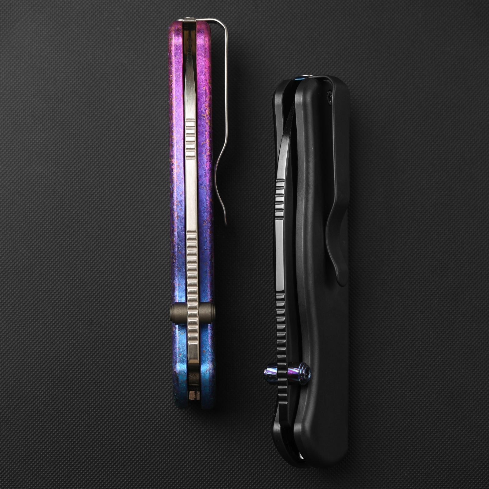 Drop Bear® Zero | Kizer Button Liner Lock™ | Elmax + Hand-Brushed + Hollow Grind | Crystallized Titanium | KizerB™ 3619BDA5