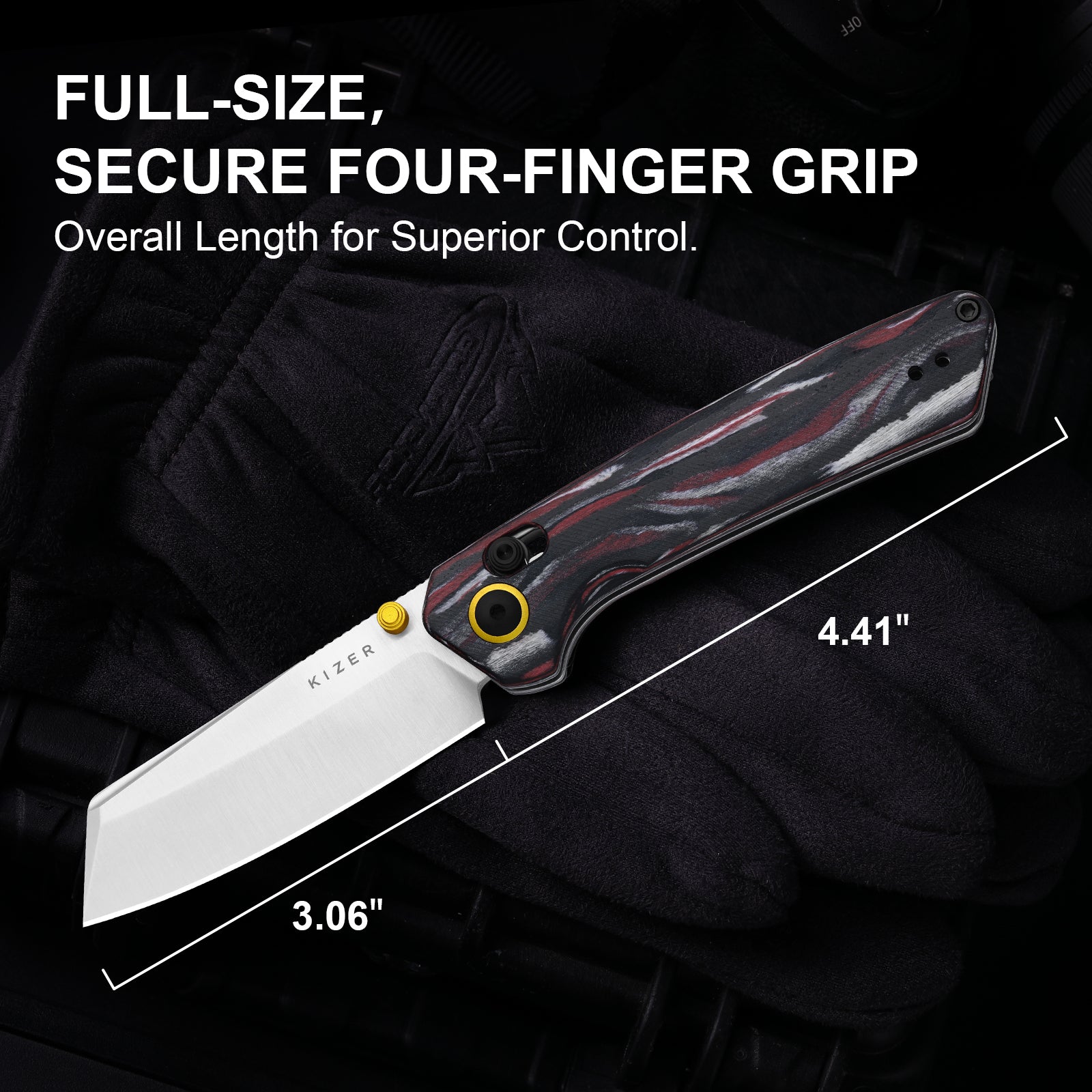 Madrac | Kizer Clutch Lock™ | GID | Micarta With Vortex Pattern | KizerV™ 3693PR1