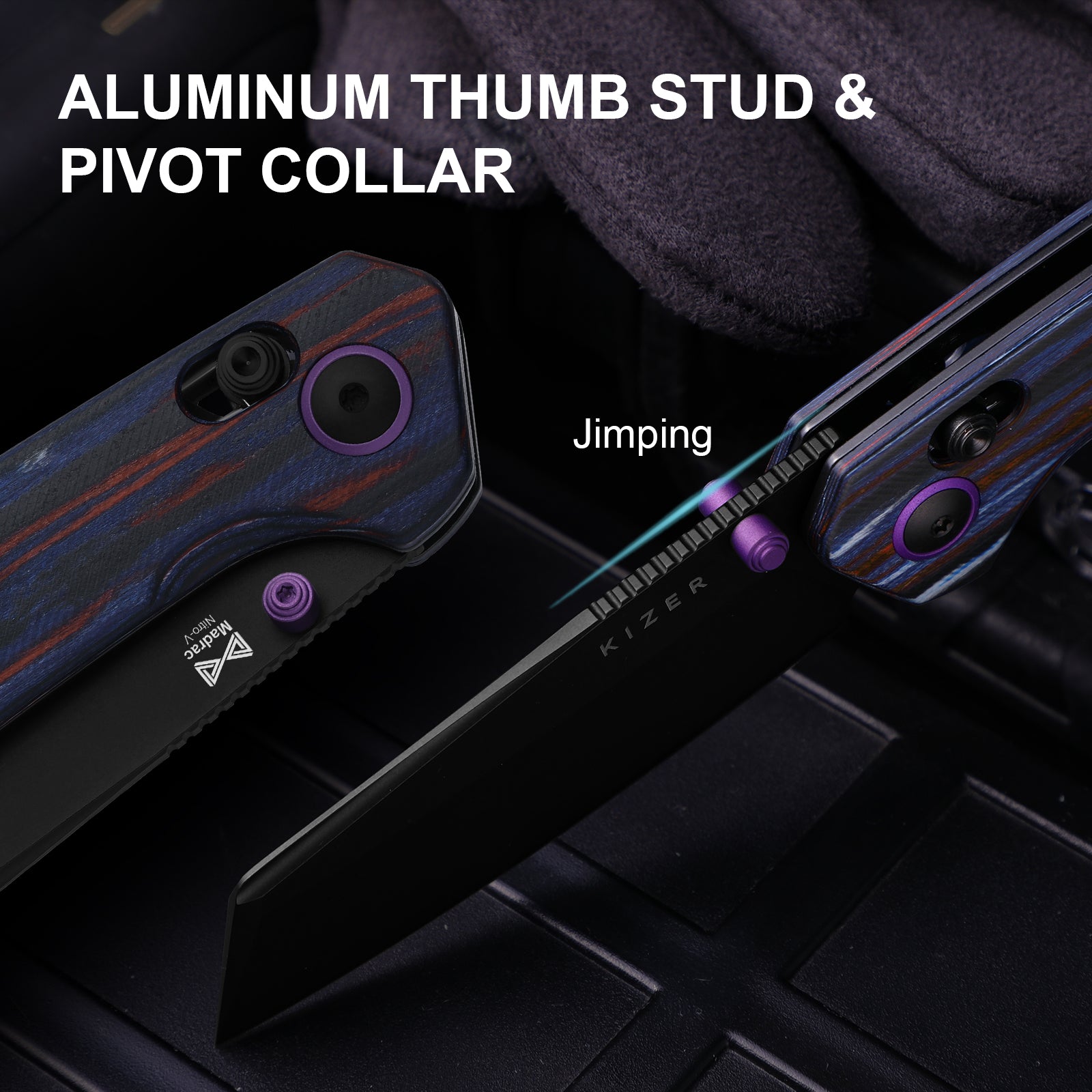 Madrac | Kizer Clutch Lock™ | GID | Micarta With Vortex Pattern | KizerV™ 3693PR1