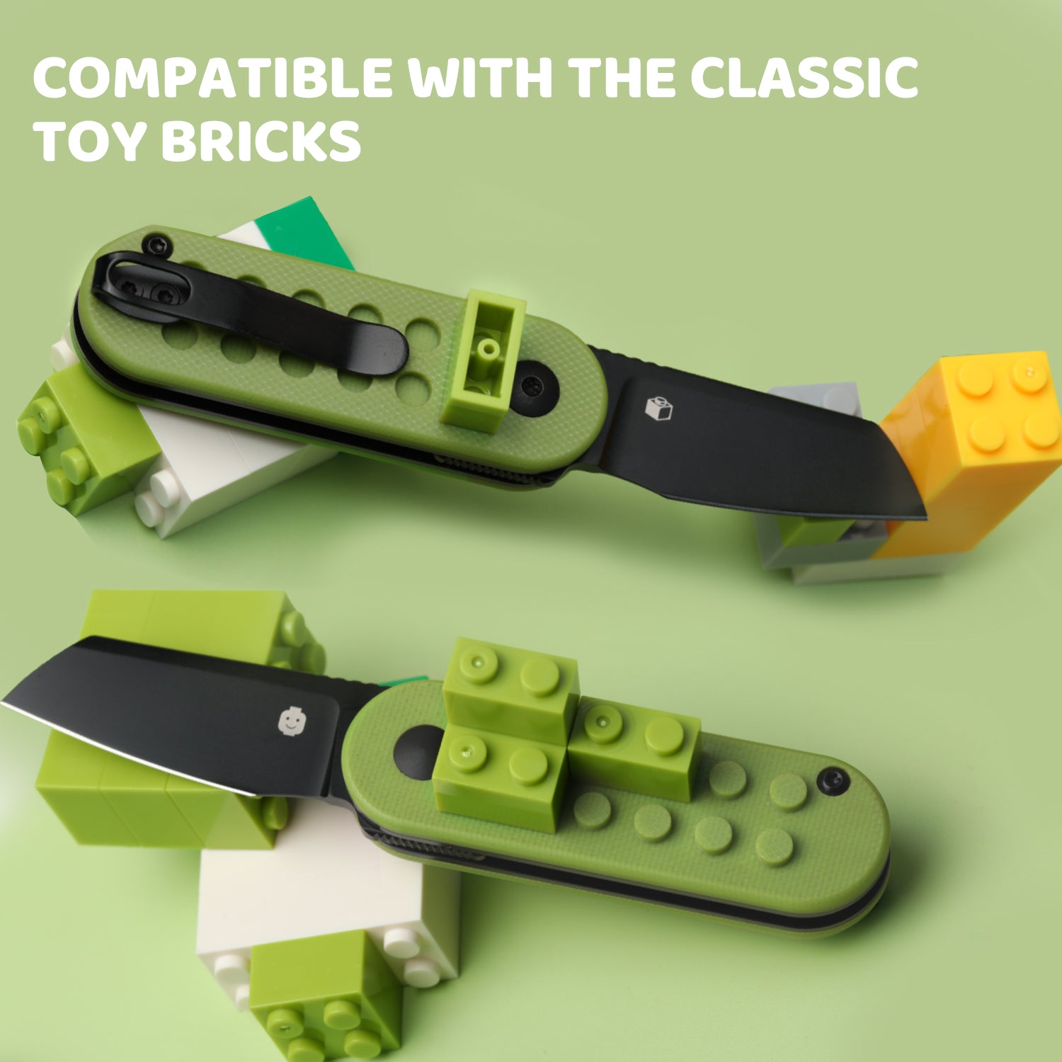 Mini Bay | 14C28N | Green Brick G10 Handle | KizerV™ 2583A3