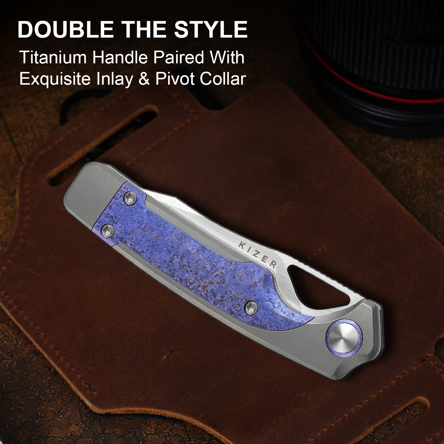 Ara | S45VN | Titanium & Purple Snowflake Titanium | KizerB™ 3729A3