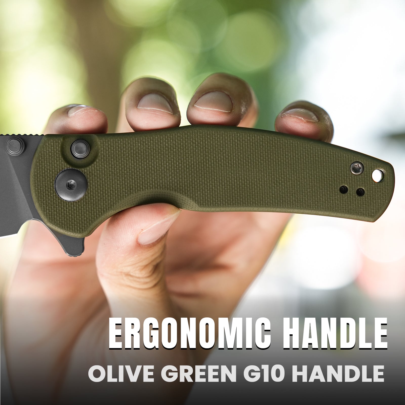 Mini Grouper | D2 | Olive Green G10 | KizerV™ 3669A3