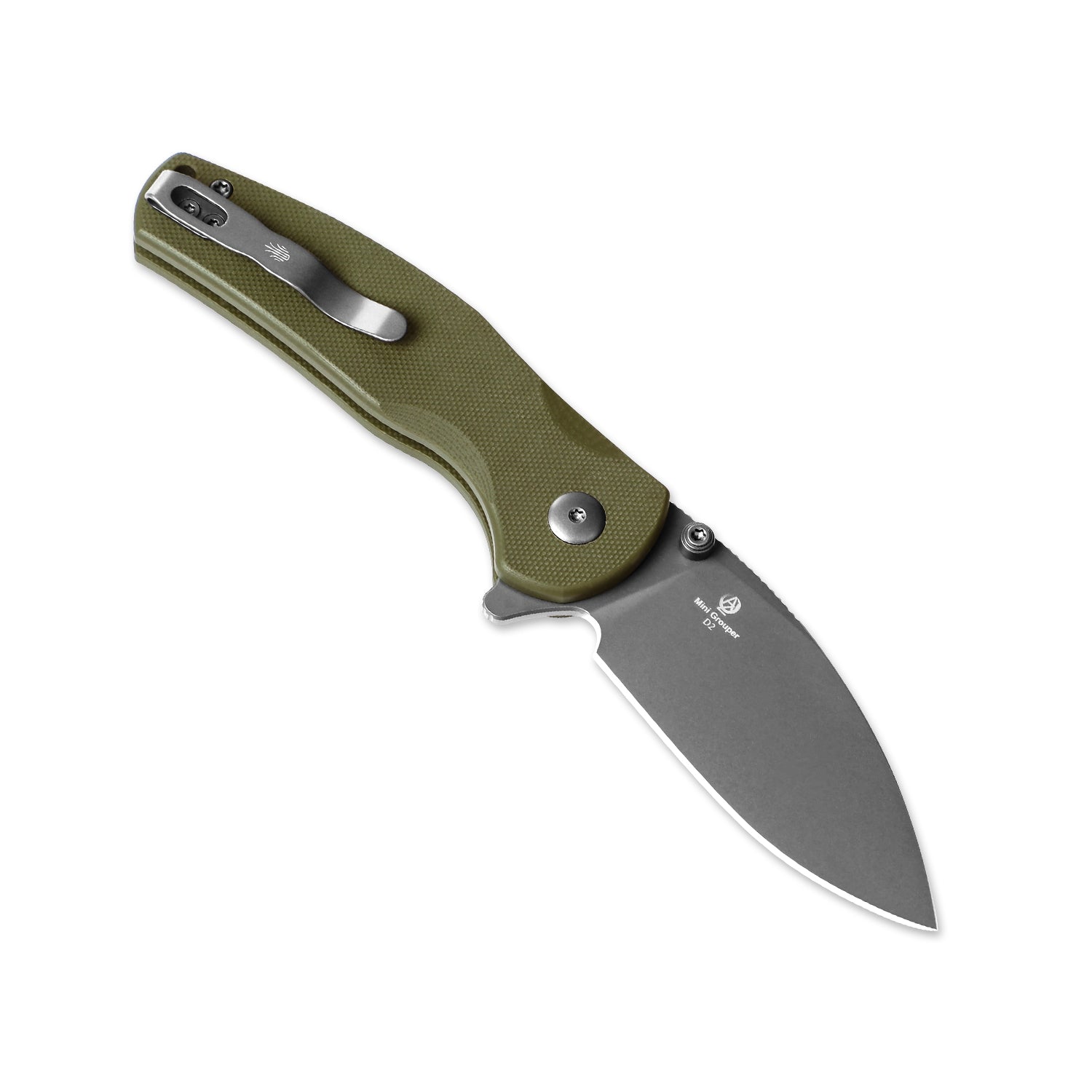 Mini Grouper | D2 | Olive Green G10 | KizerV™ 3669A3