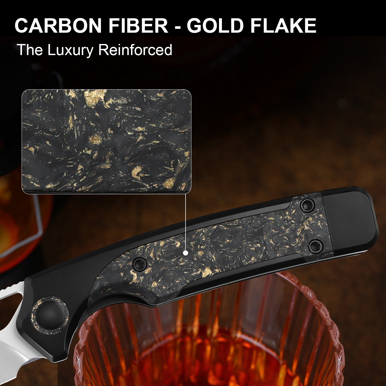 Ara | S45VN | Titanium & Carbon Fiber Gold Flake | Ki3729A1