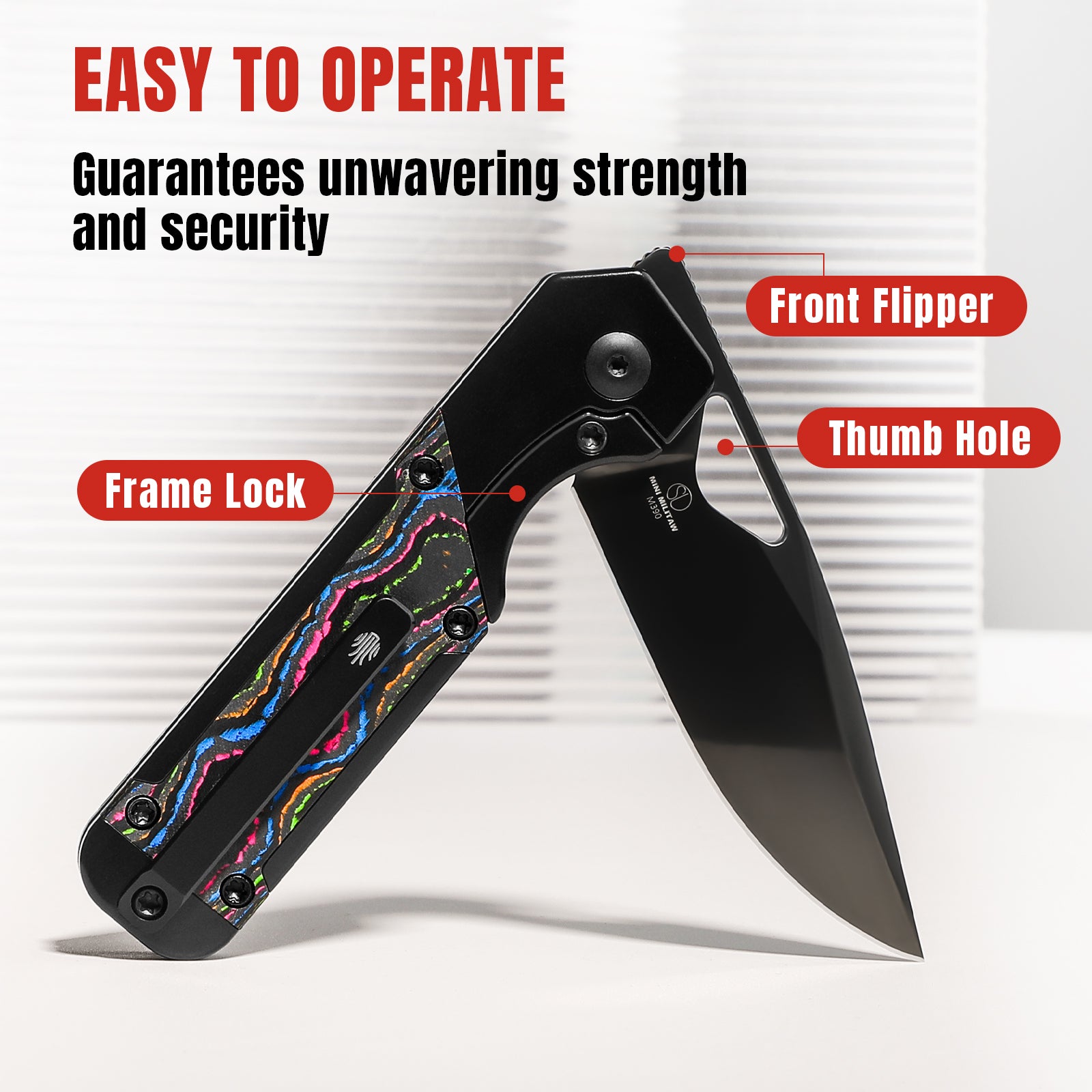 Mini Militaw® | M390 | Titanium+Camo Carbon| DLC | KizerB™ 3634SA1